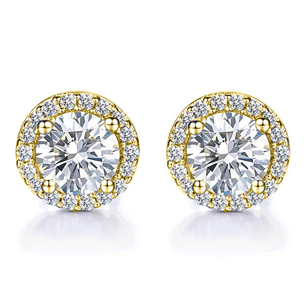 925 Sterling Silver Round Shaped Cubic Zirconia Stud EarringS – All Colors