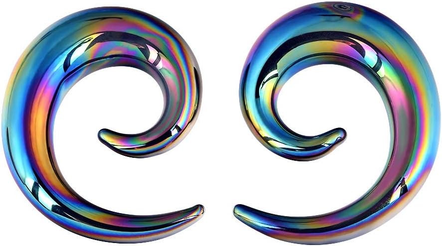 Pair Glass Spiral Tapers Plug Ear Gauges Tunnels Stretchers Piercing Jewelry