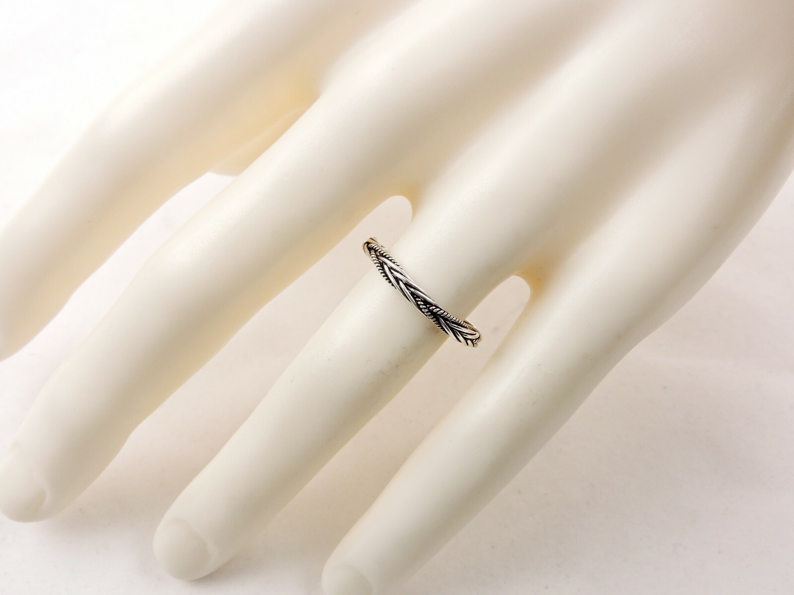Sterling Silver Bali Textured And Smooth Weaved Band Ring 3 MM