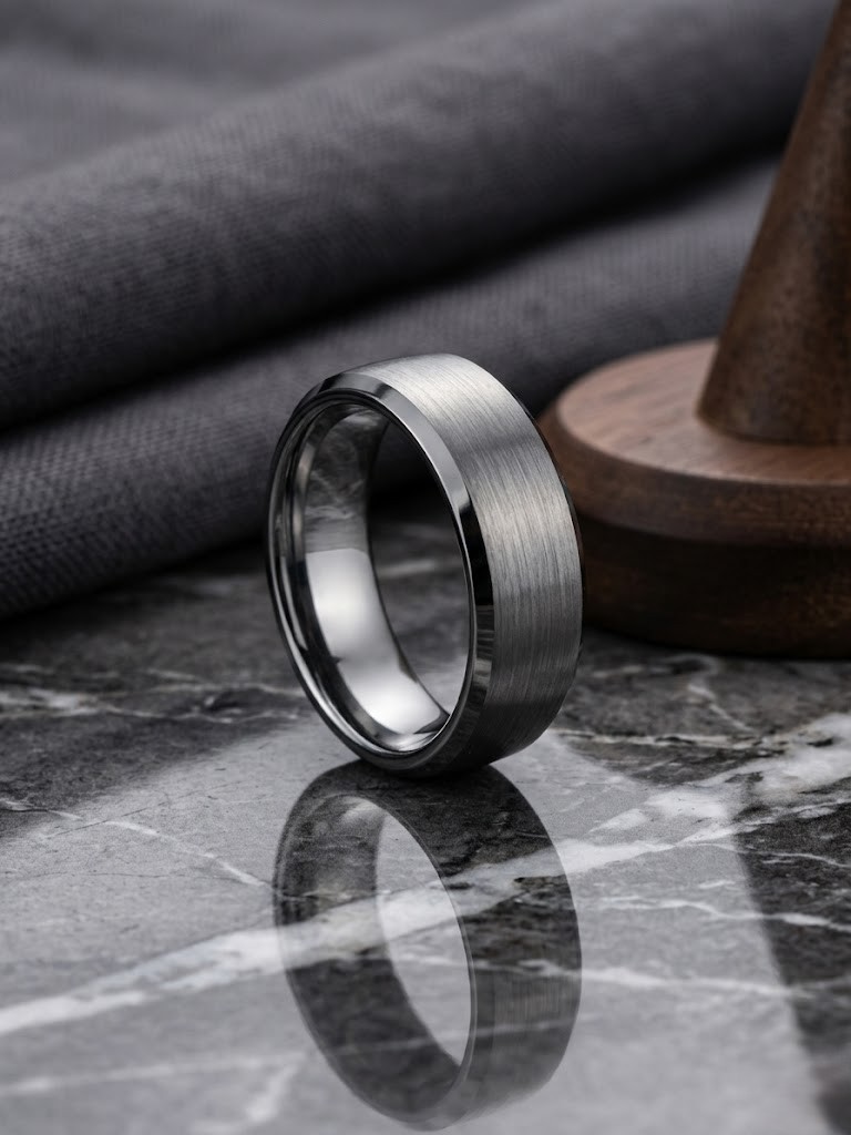 Tungsten Wedding Band Ring Brushed Silver Mens Jewelry 6mm 8mm Sizes 7-13
