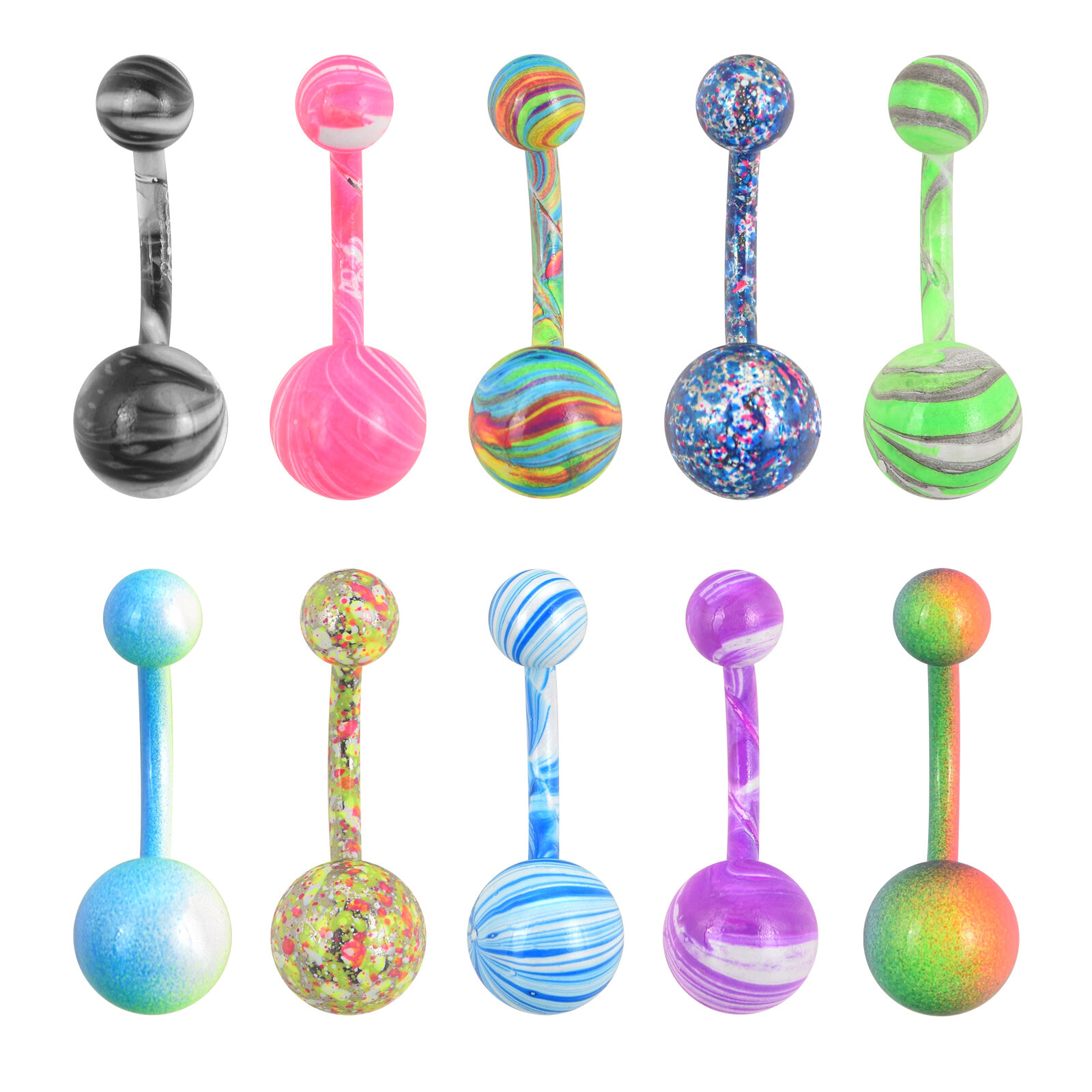 3-100PCS Belly Button Rings Kit 14G Surgical Steel/UV Navel Studs Body Jewelry