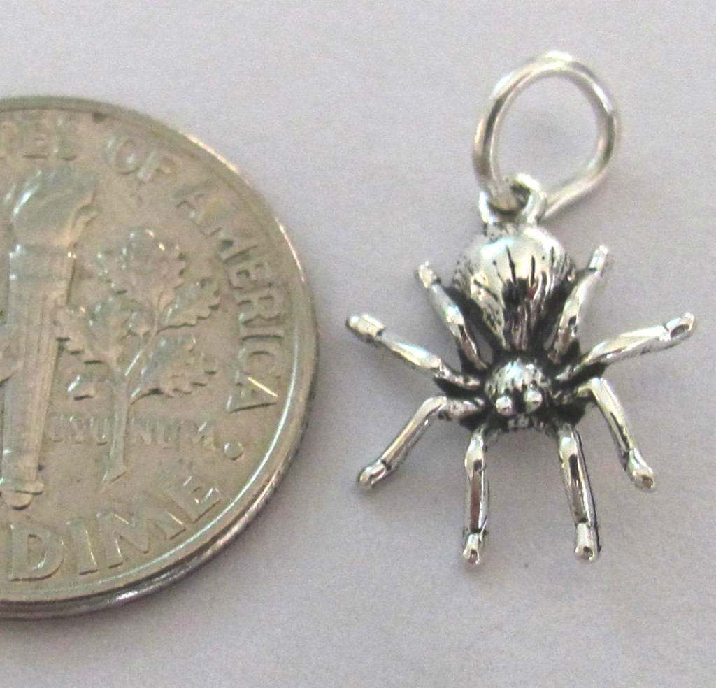 Very small Sterling Silver Spider mini tiny charm.