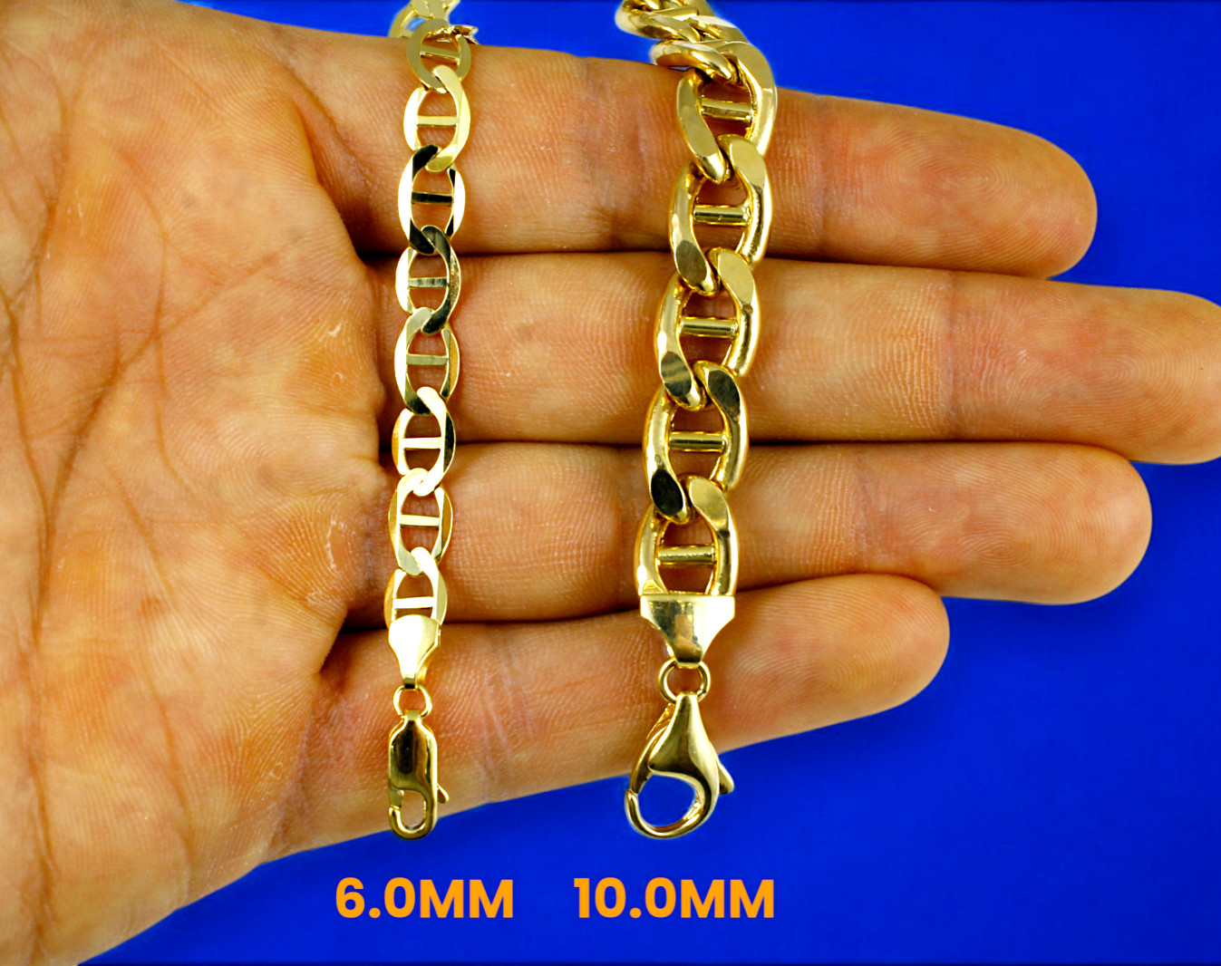 10K Yellow Gold SOLID Anchor Mariner Necklace Bracelet Chain Link 3mm-6mm 7″-30″