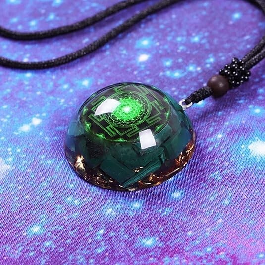 Malachite Orgonite Pendant Necklace Spiritual Healing Energy Positive Jewelry