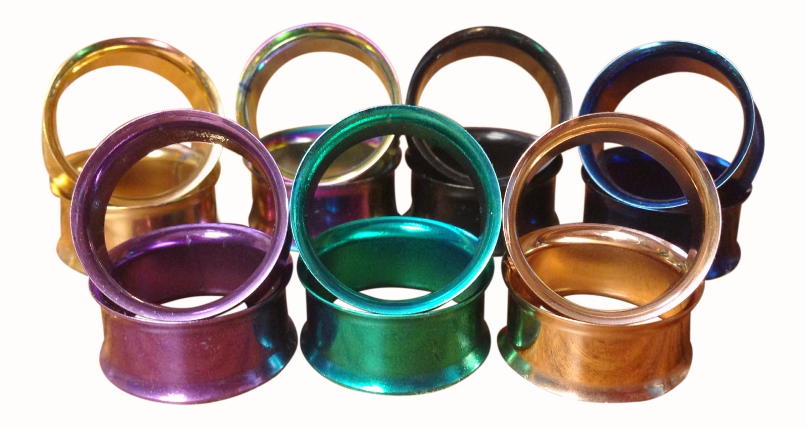 PAIR Plated Steel Double Flare Tunnels Ear Plugs Earlets Gauges