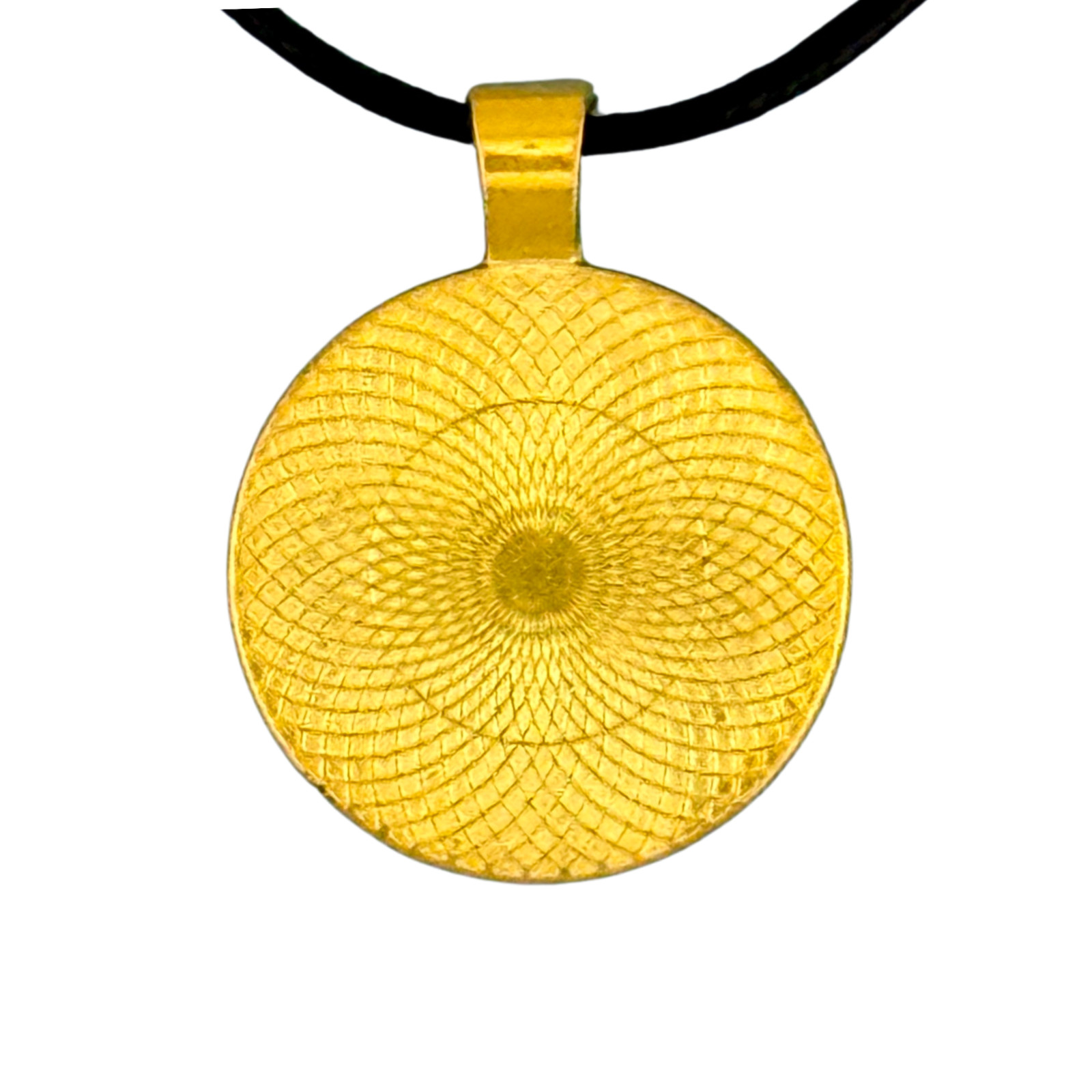 Pendant Necklace Handmade “Sunset Mountain” Gold Bezel 25mm Black Cord