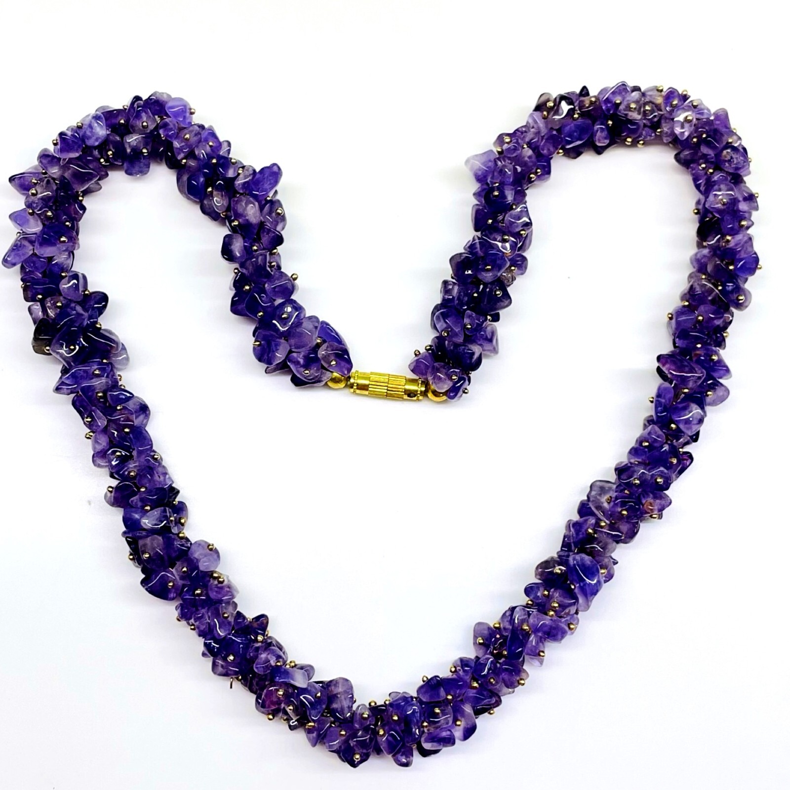 Natural Purple Amethyst Boutique Designer Handmade Beaded Necklace 18 Inches