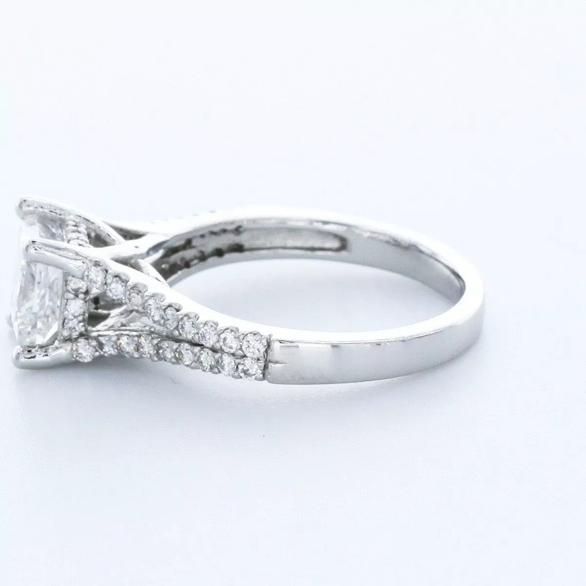 Engagement Ring Platinum Under Halo 2.11 Carat Princess Lab-Grown Diamond E VS2