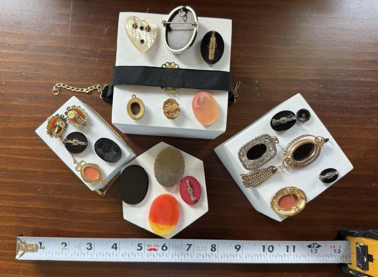 Vtg To Now Costume Jewelry Lot Cameos 21 Pieces Some Signed Carved Shell Germany