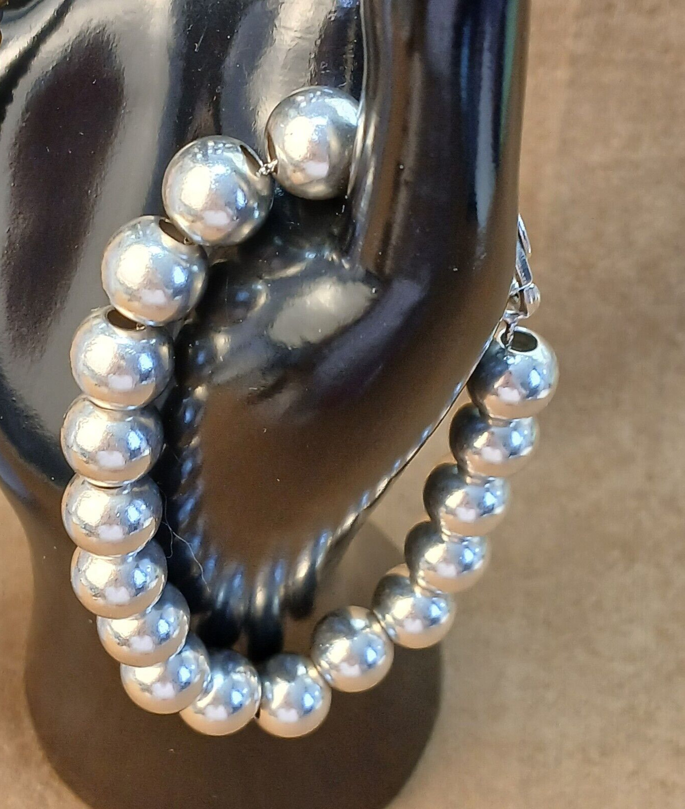 Sterling Silver 11mm Round Beads “Silver Pearls” Bracelet is 8″ Inches Long