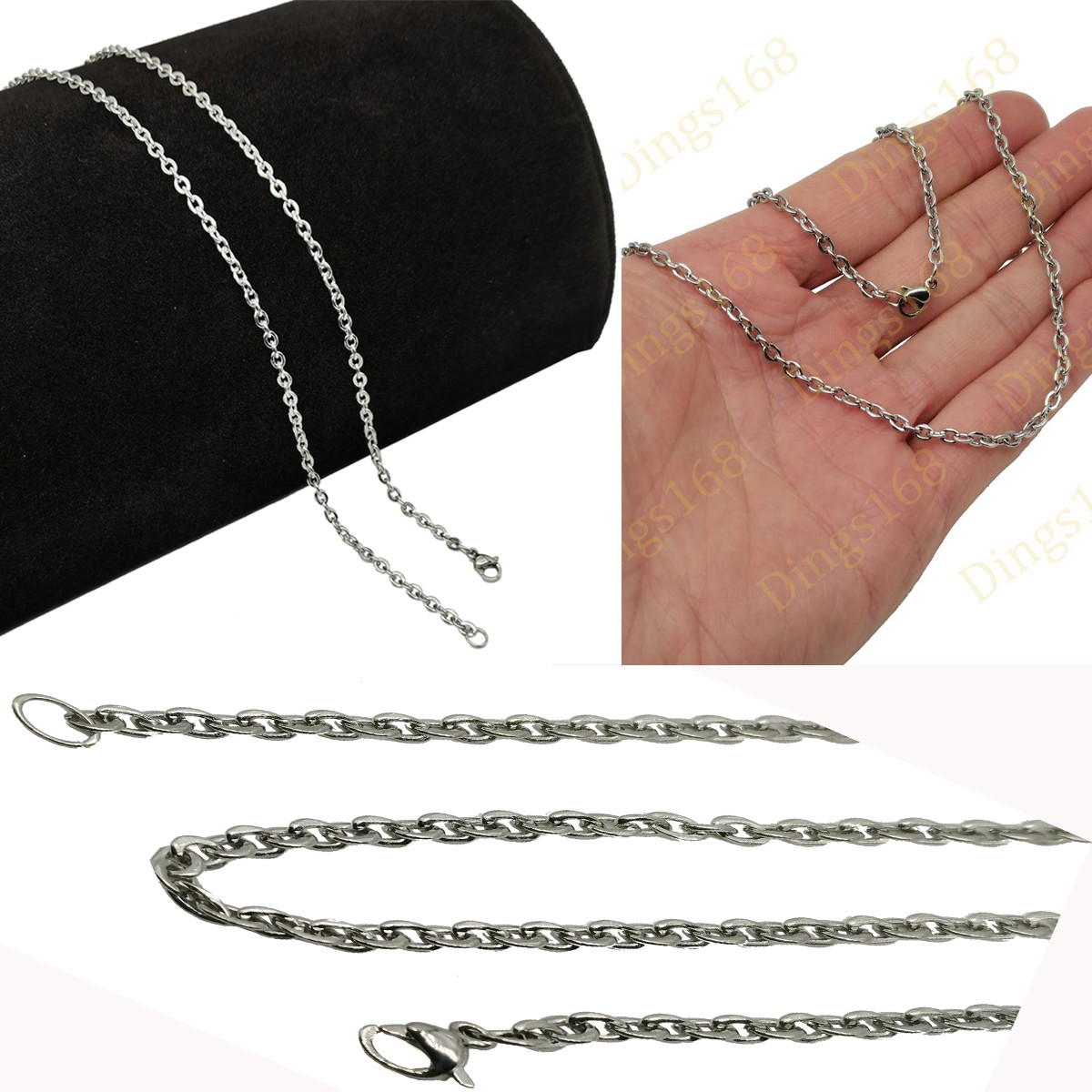 18K White Gold Filled Tarnish-Resist Lead/Nickel-Free 24″ 3mm Cable Chain Z146W