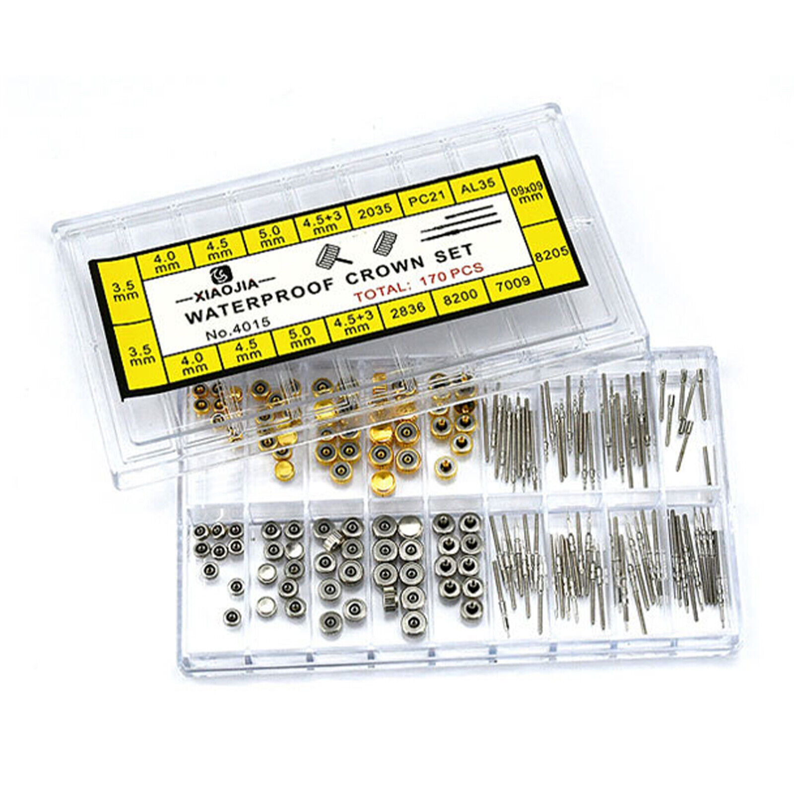 New 170PC Mixed Watch Stem And Crown Repair Parts Assortment Spare Parts Box Set