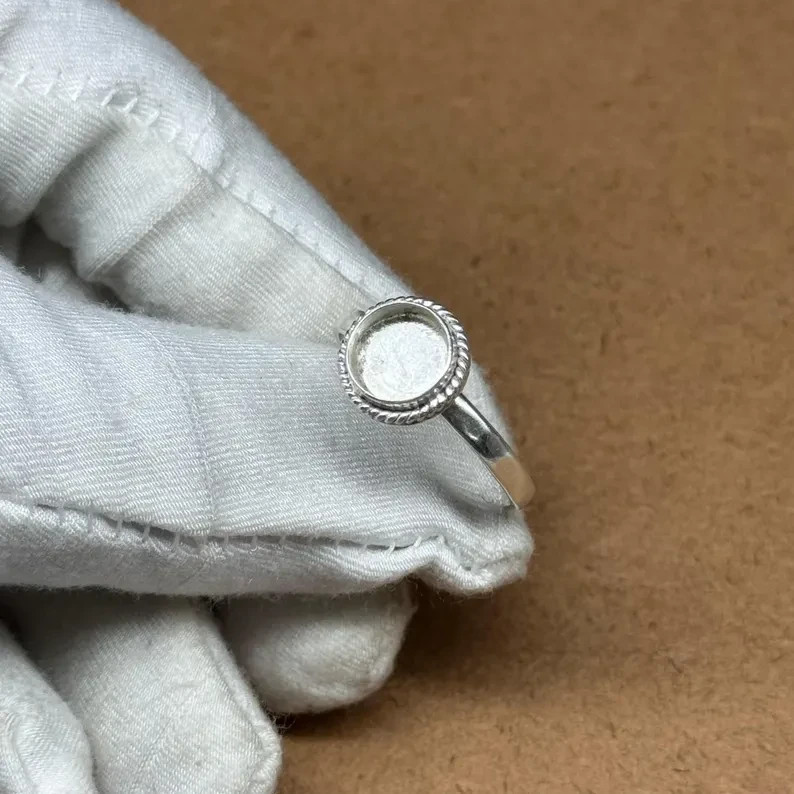 925 Sterling Silver 12mm Round Bezel Cup Ring Blank DIY Jewelry Setting Handmade