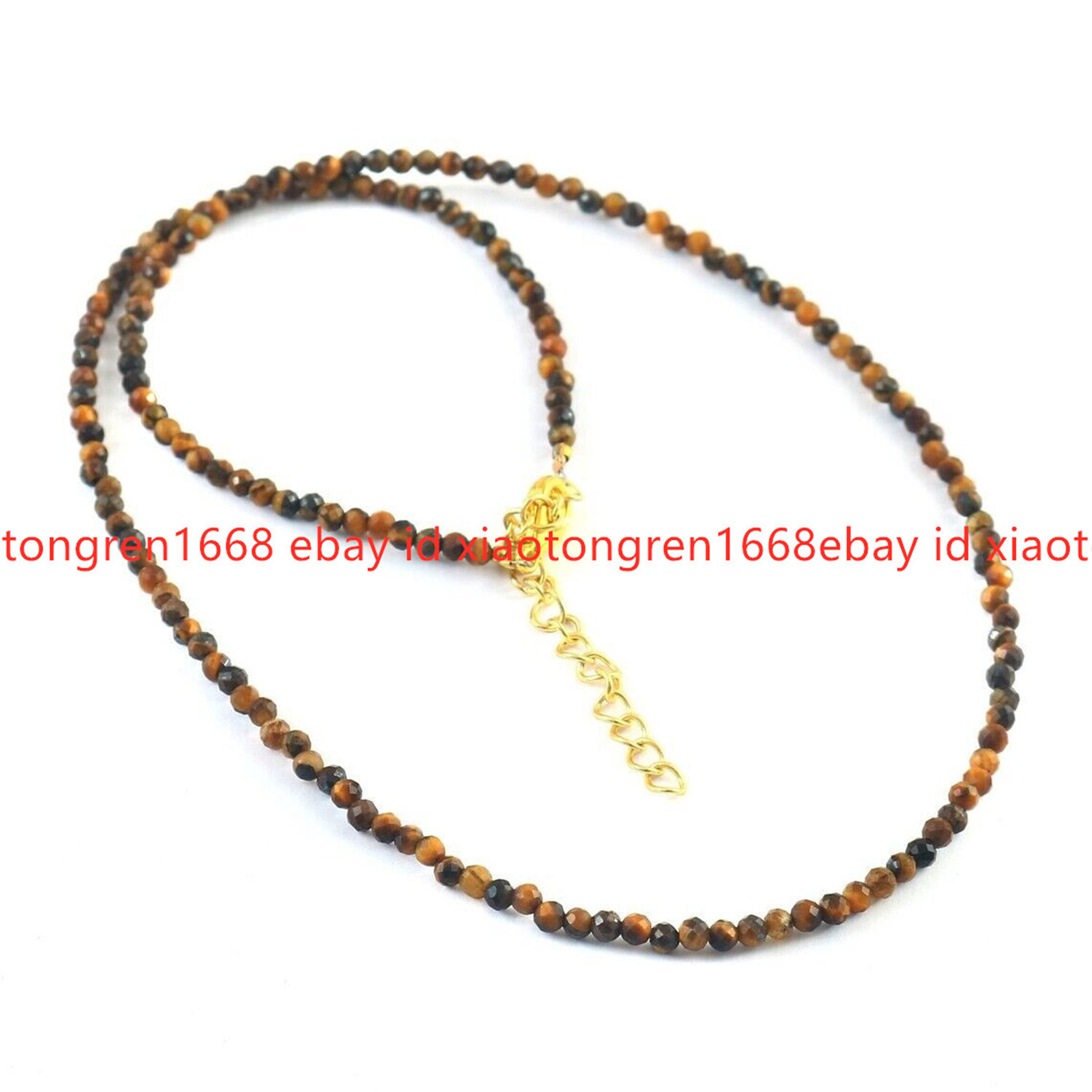Small Natural 4mm Faceted Yellow Tiger’s Eye Gems Round Beads Necklace 16-36in