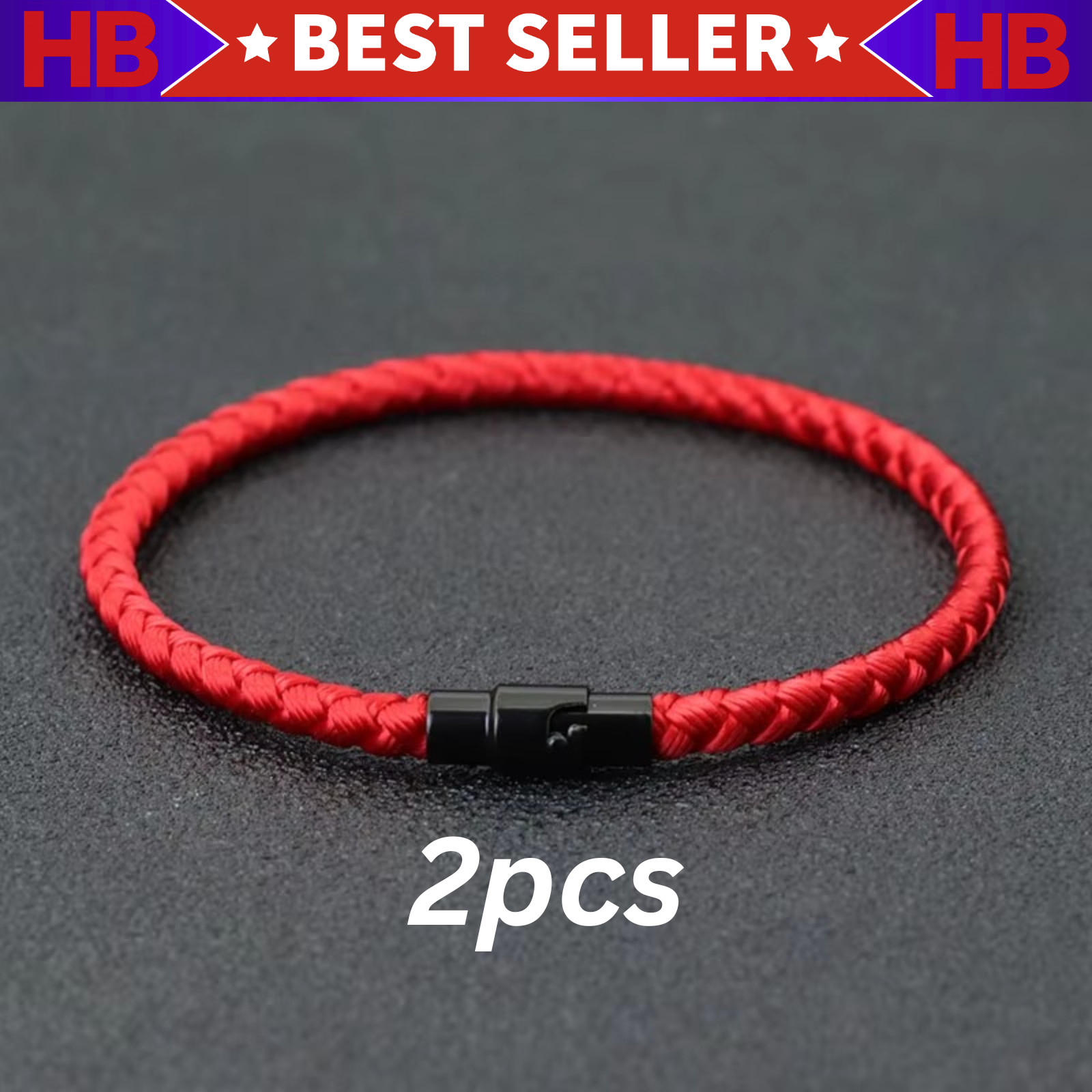 2pcs Braided Rope Bracelet Good Luck Fortune Couple Bracelet Cuff Bangle For Man