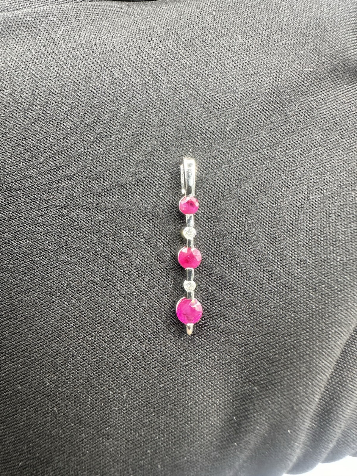 .50ctw Natural Ruby & Diamond Five-Stone Graduated Pendant 14k White Gold 1”