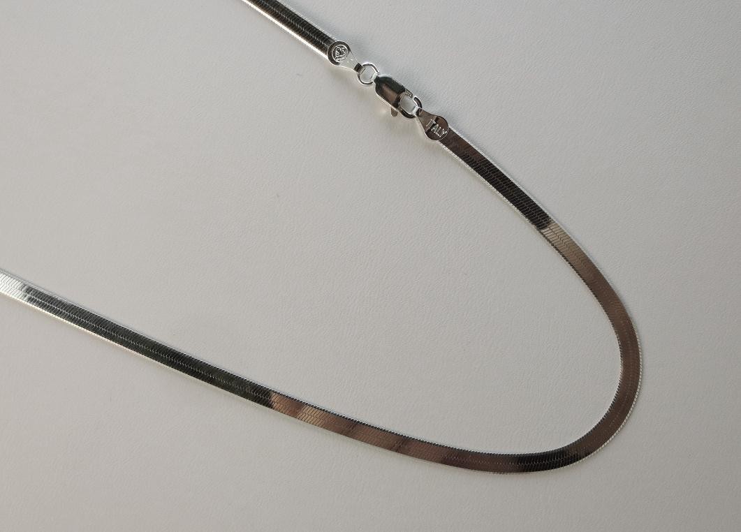 3.5mm Sterling Silver Herringbone Necklace 925 Italian 7,8,9,16,18,20,22,24 inch