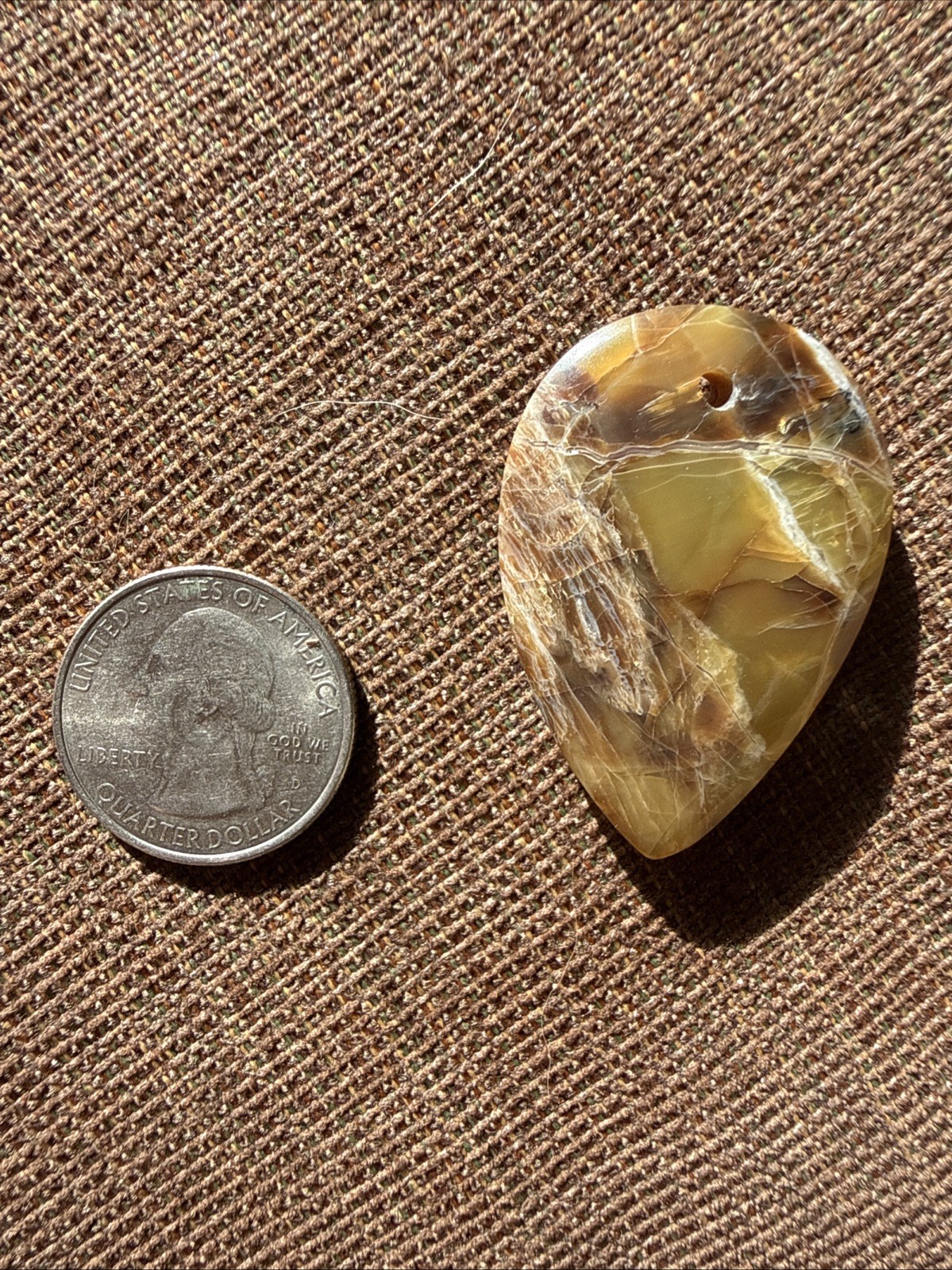 Natural Chrysoberyl Chatoyant Variation Crystal Pendant Tan Teardrop Shape