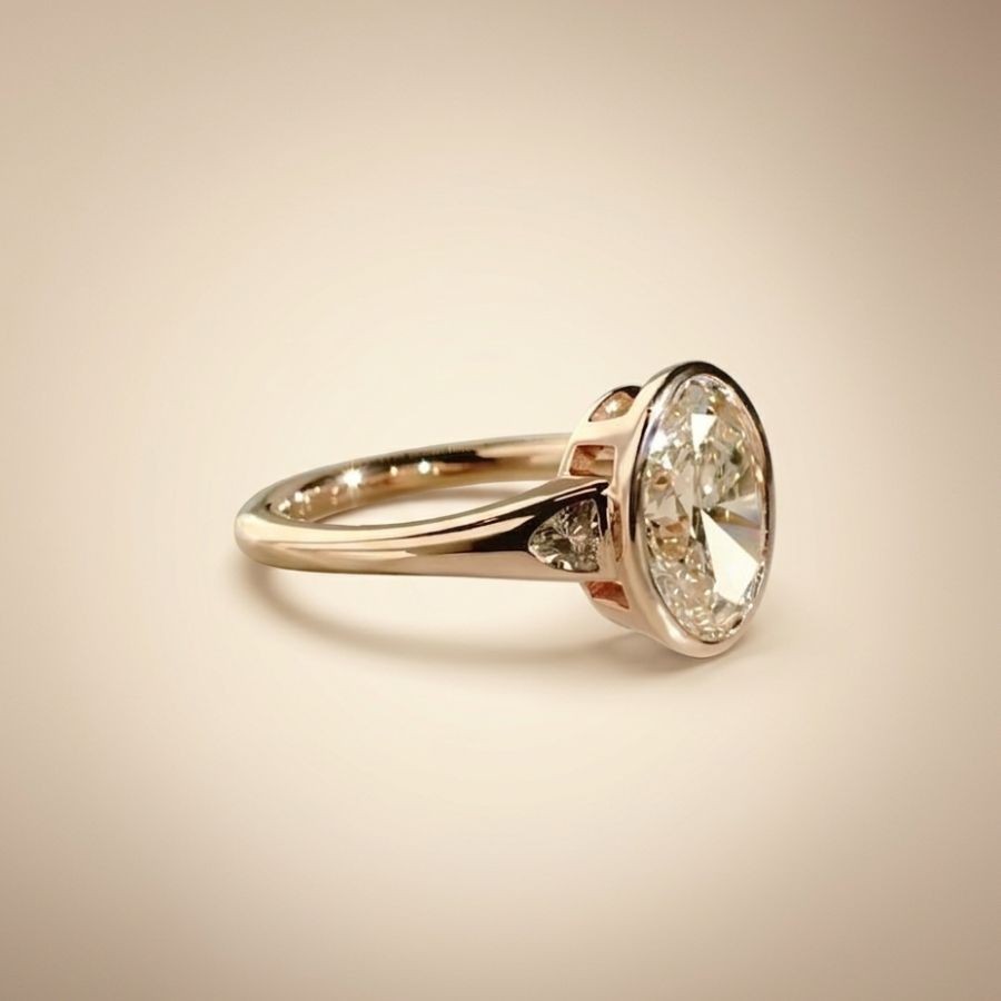 2.20Ct Oval-Cut VS1 Lab Grown Diamond Wedding Engagement Ring 14k Rose Gold
