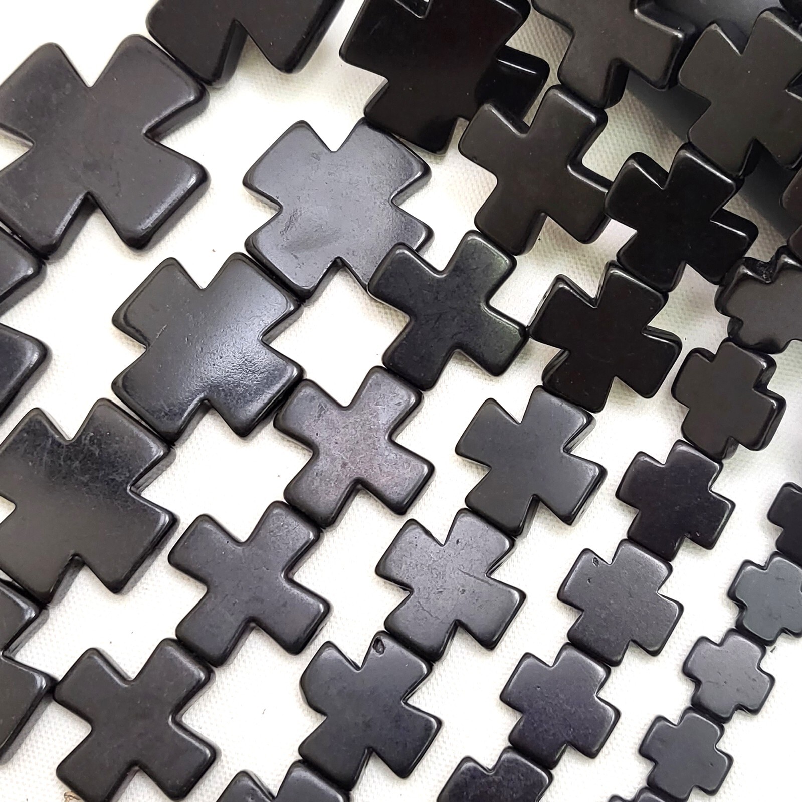 Black Cross Square Howlite Turquoise Spacer Loose Bead 15mm 20mm 30mm 15″ DIY
