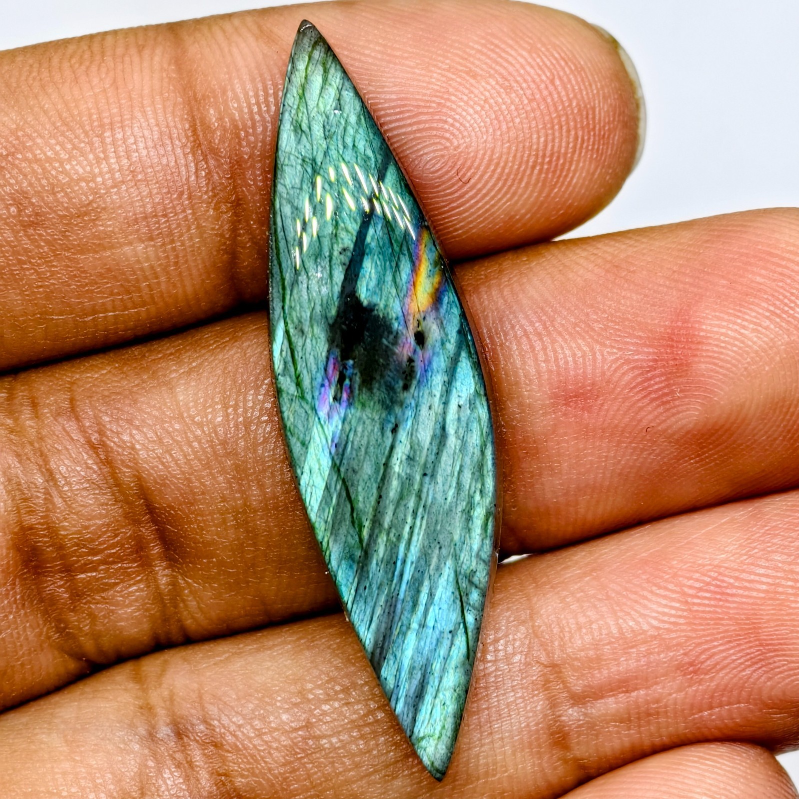 23 Cts Natural Labradorite Cabochon Gemstone For Jewelry 42.7×12.1×5.6 MM