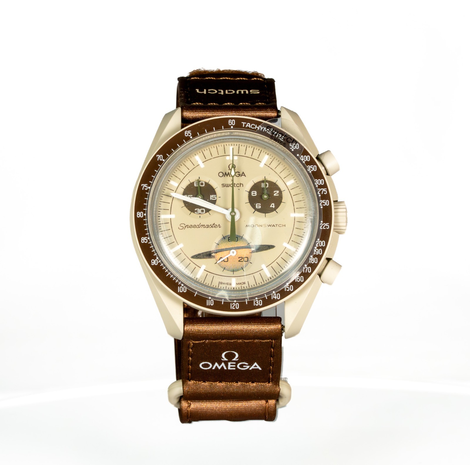 Swatch x Omega Bioceramic Moonswatch Mission To Saturn 42 mm Beige…
