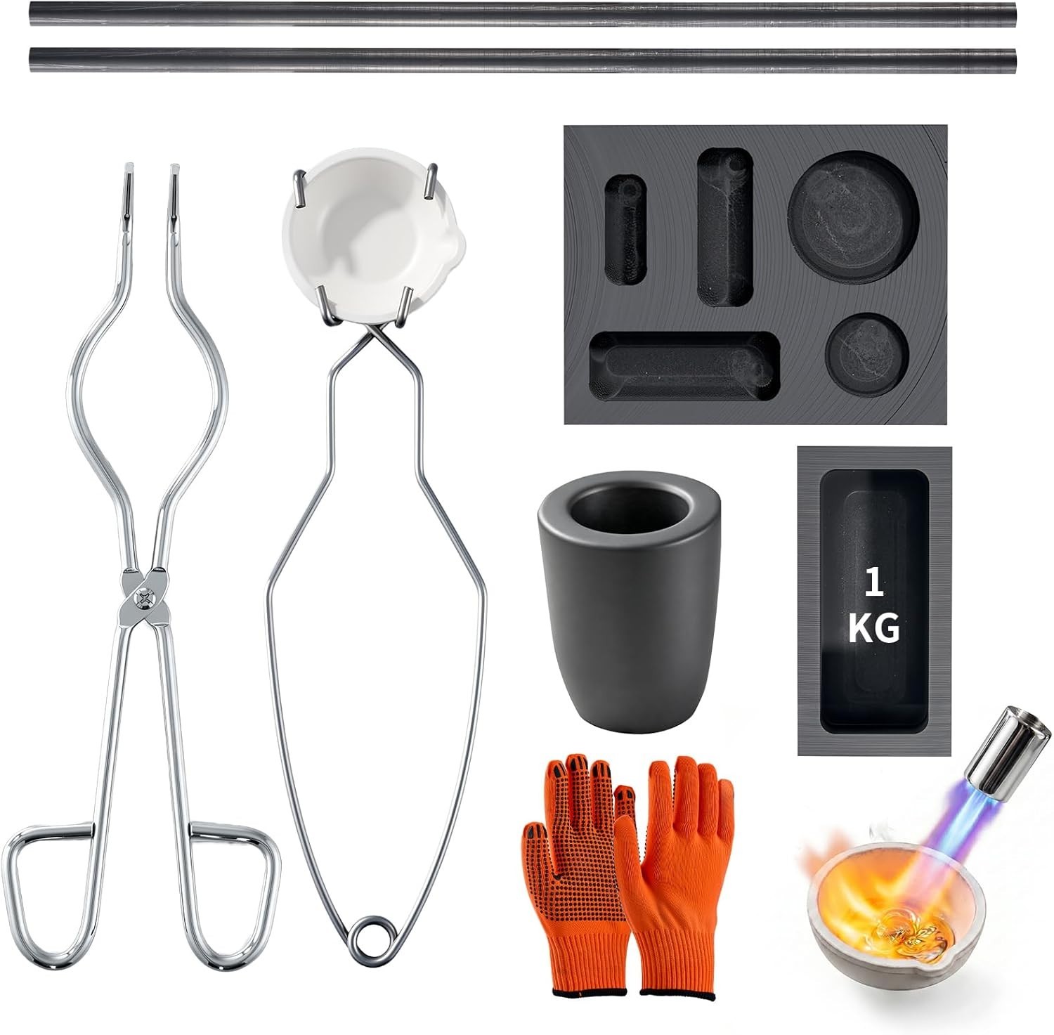 10-In-1 Metal Casting Kit for Beginners, Complete Graphite Crucible Set with Ing