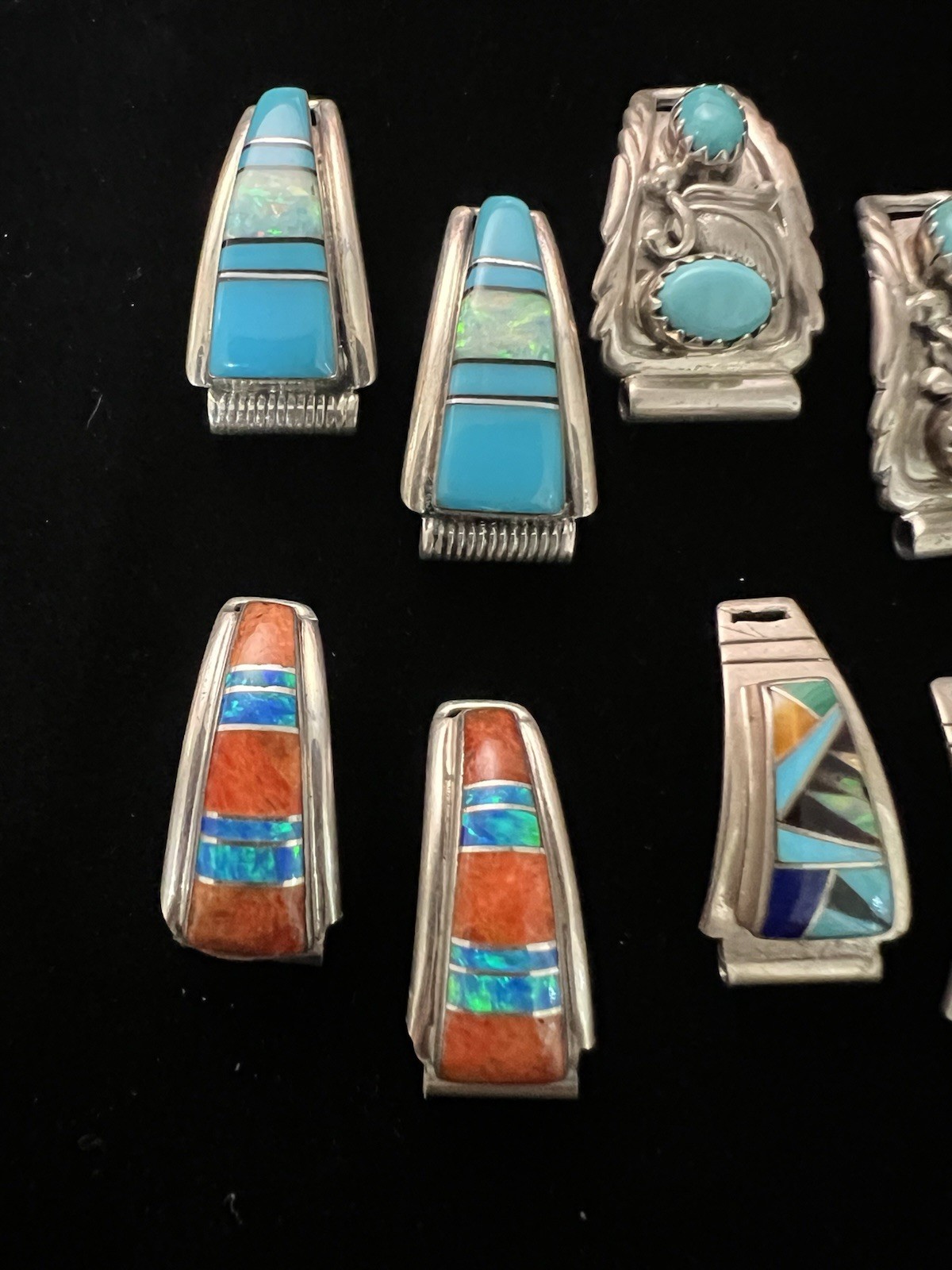 Vintage Sterling Native American Indian Handmade SMALL Watch-Tip LOT (4) Signed