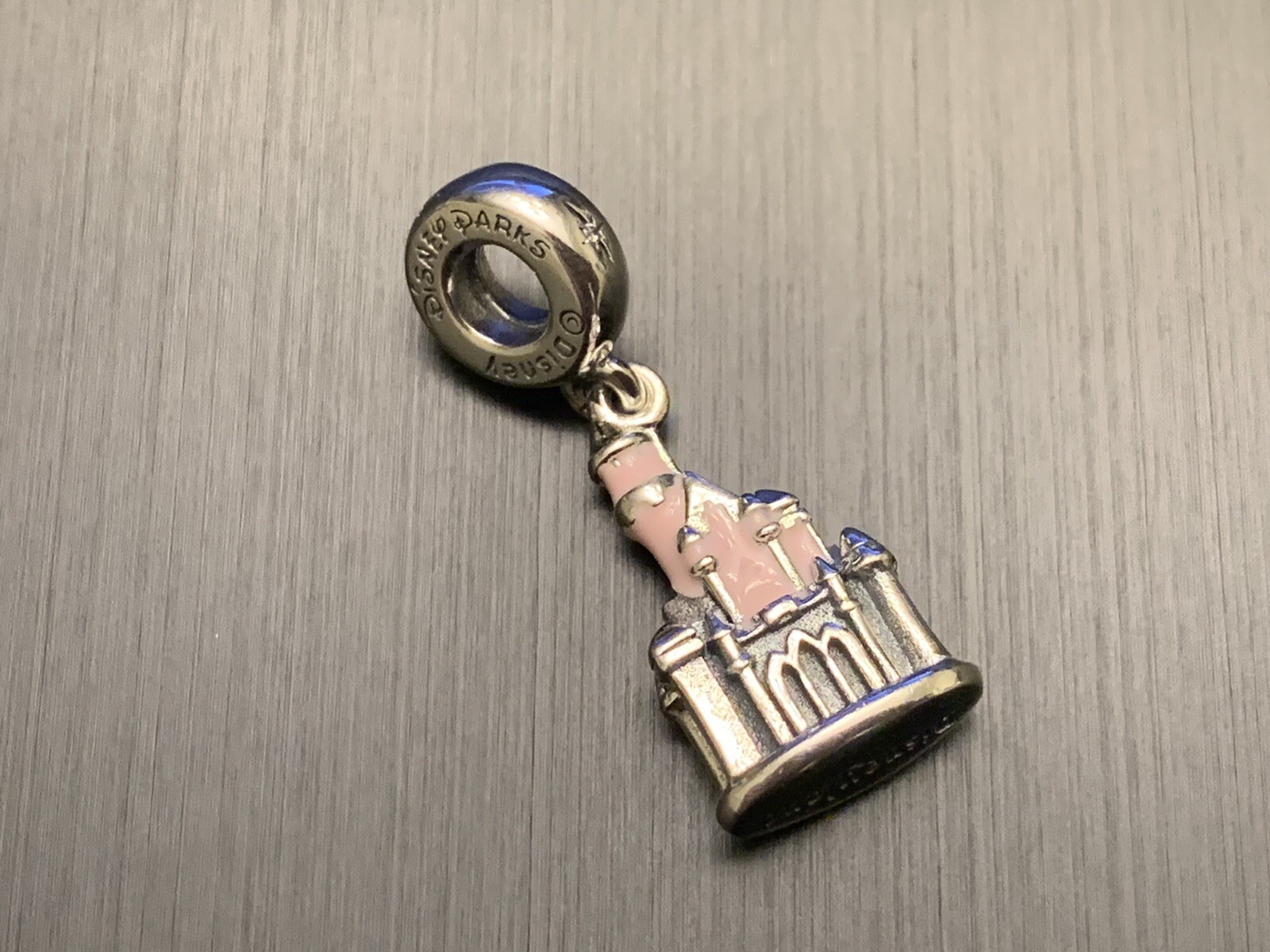 Genuine Pandora Silver S925 Disneyland Pink Sleeping Beauty Castle Dangle Charm