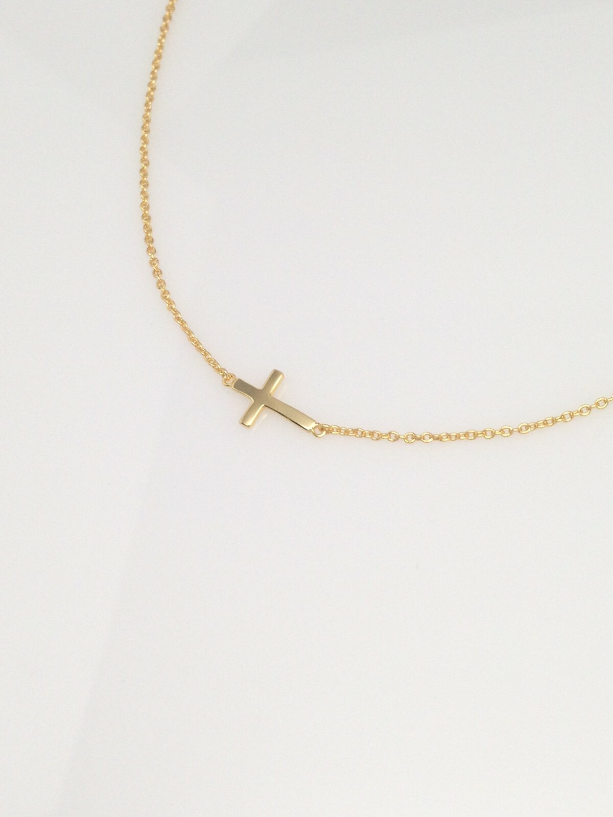 Sterling Silver 925 Sideways Cross Pendant Necklace Tiny 13mm/0.51″ 15.75-17.75″
