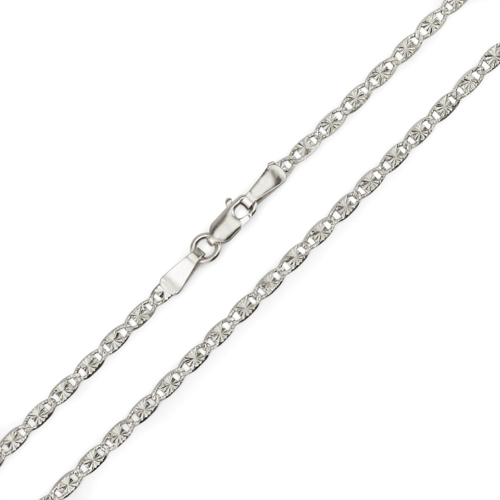 14k Gold Necklace Solid White Gold Valentino Chain 16/18/20 Inches 2.0 MM