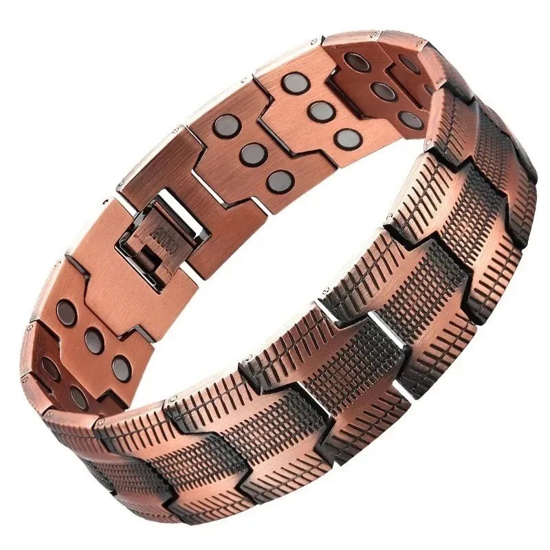 Copper Magnetic Bracelet for Men 3X Strength Magnets Adjustable with Sizing Tool
