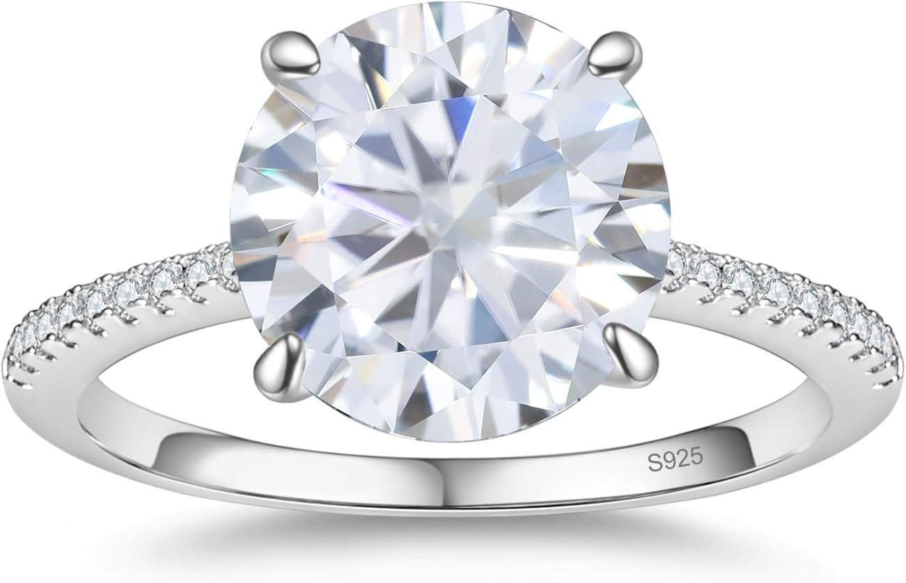 1.5-5CT Multi Cut CZ Solitaire Engagement Ring S925 Silver 18K White Gold Plated