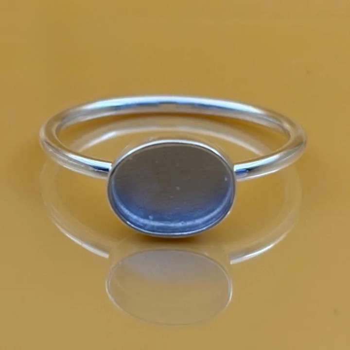 925 Sterling Silver 6x8mm Oval Bezel Cup Ring Blank DIY Jewelry Semi Mount