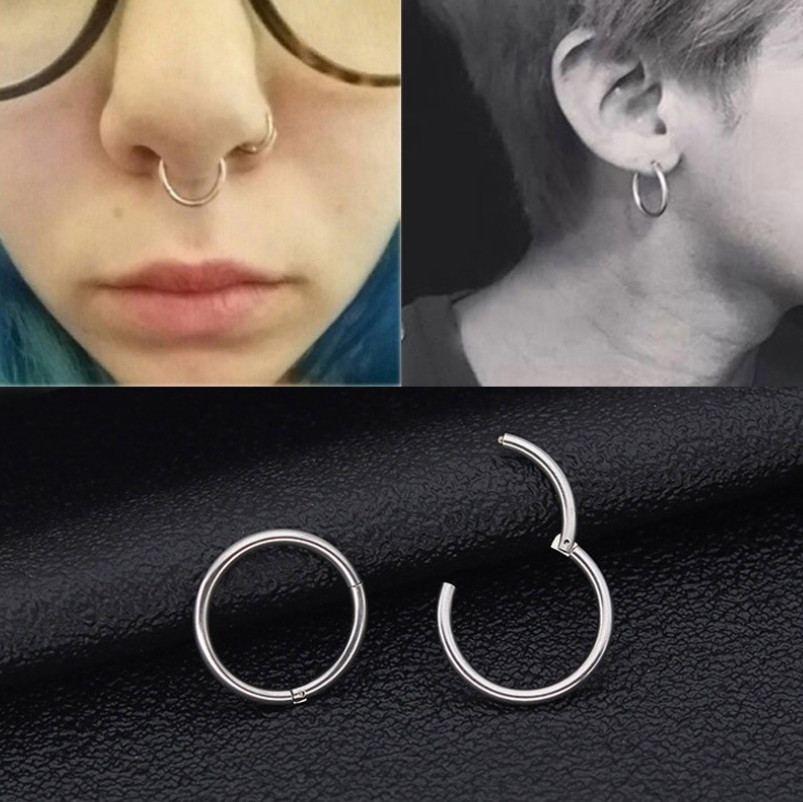 1Pc Seamless Hinged Segment Sleeper Clicker Ring Hoop Ear Lip Nose Septum Pierce