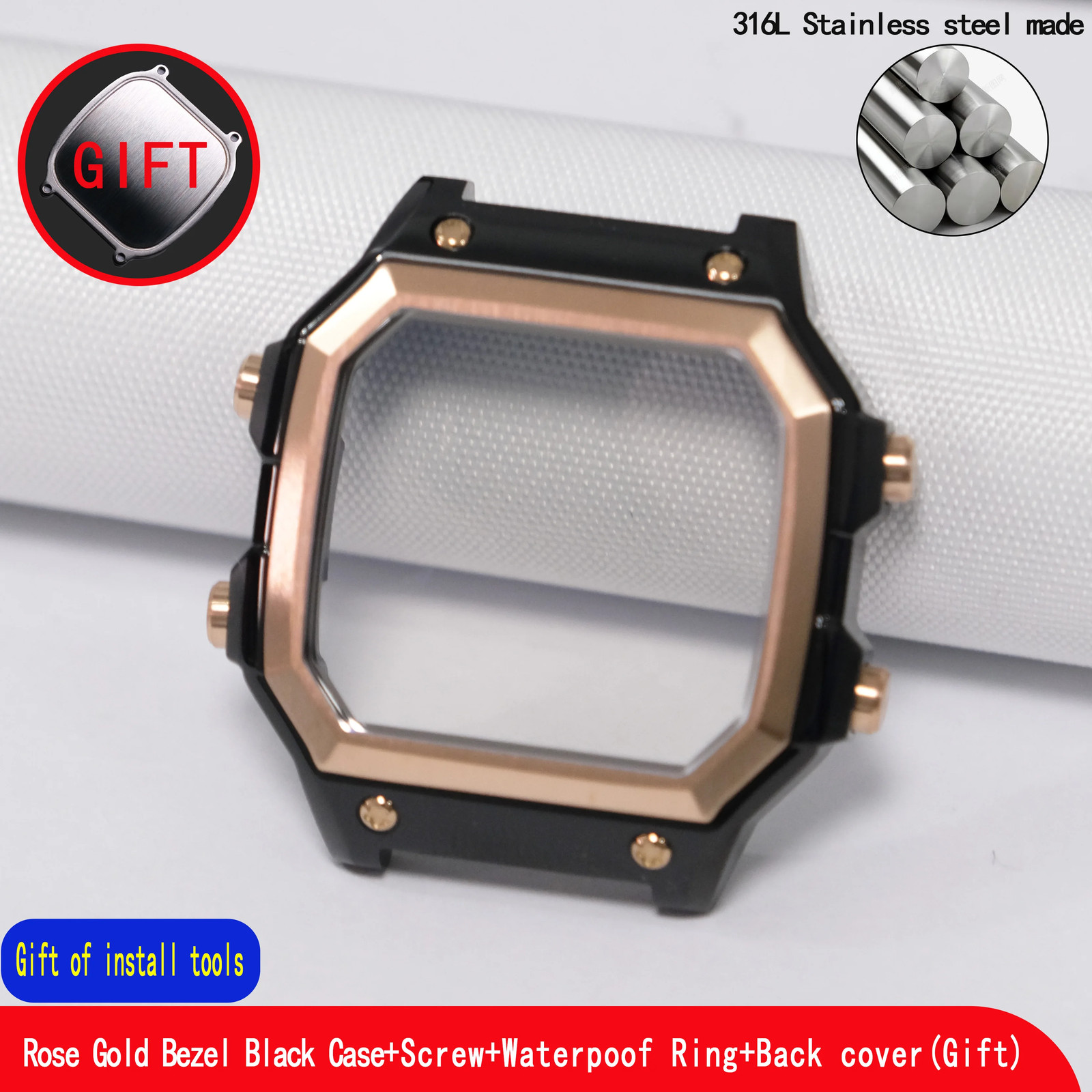 Replacement Watch Case for AE1200 AE1300 316L Steel Mod Kit Compatible with 3299