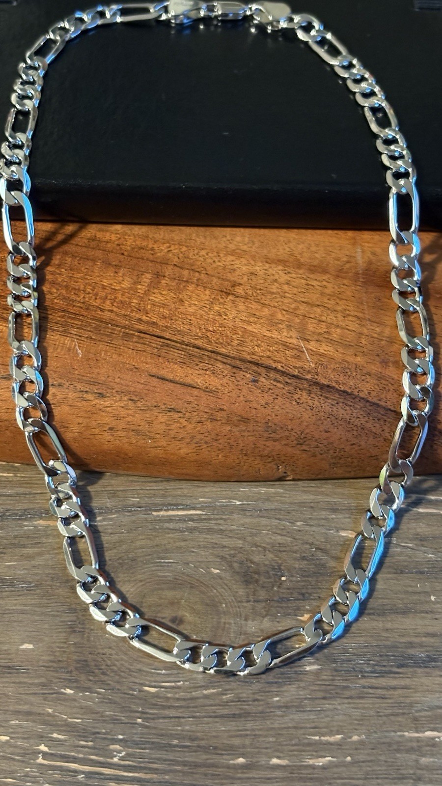19” Solid 925 Sterling Silver Figaro Link Chain Necklace – 7mm – 30.8g