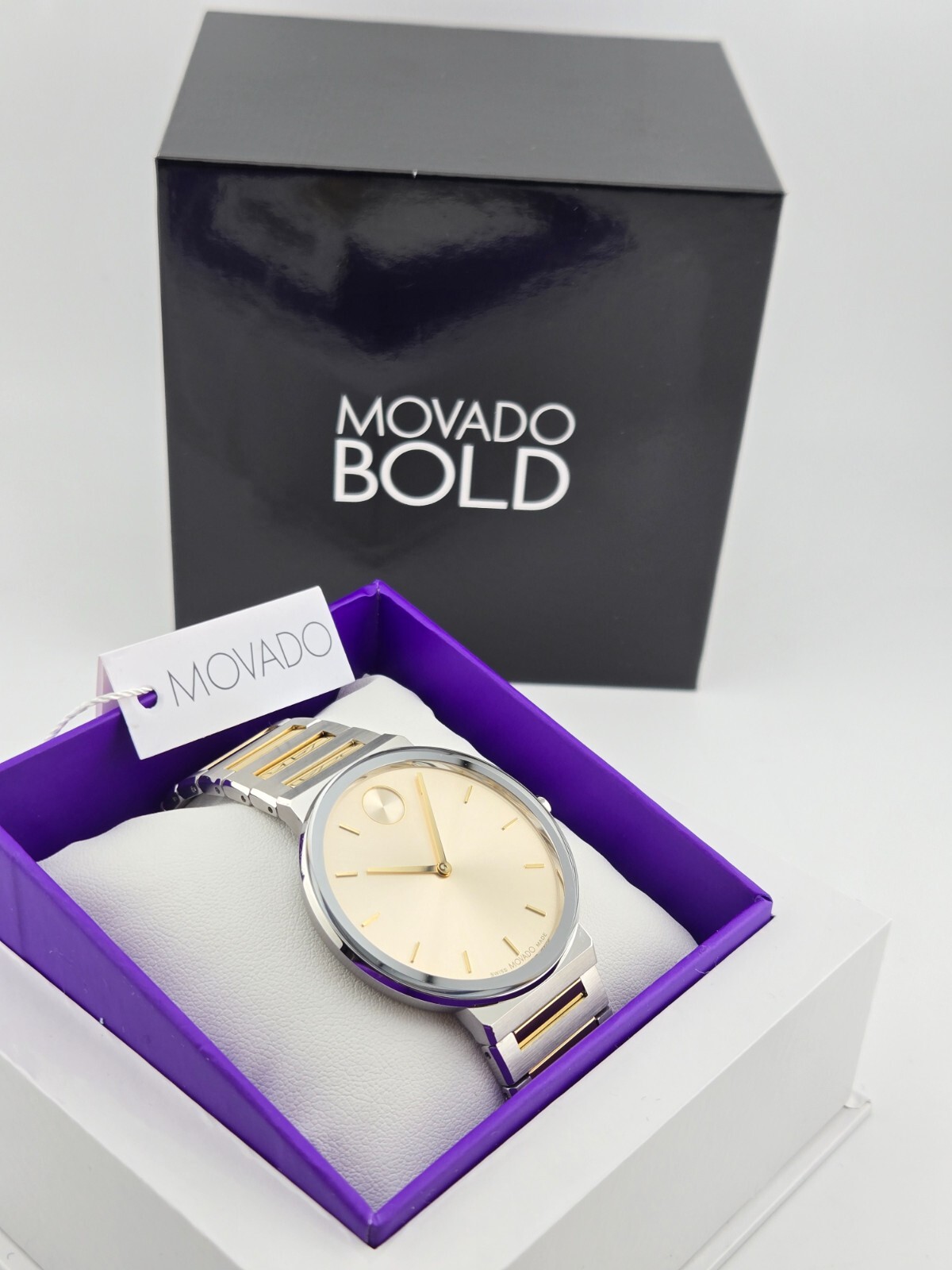 $795 MSRP | Movado Bold Horizon Taupe Dial Two Tone Men’s Watch – 3601075