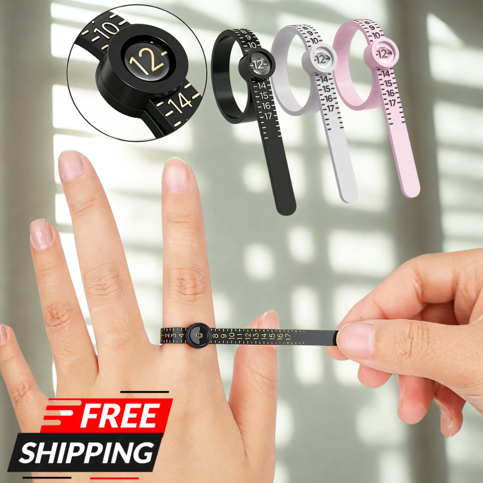 Ring Sizer Finger Measure Gauge US Sizes 1-17 Reusable Ring Sizer Measuring Tool