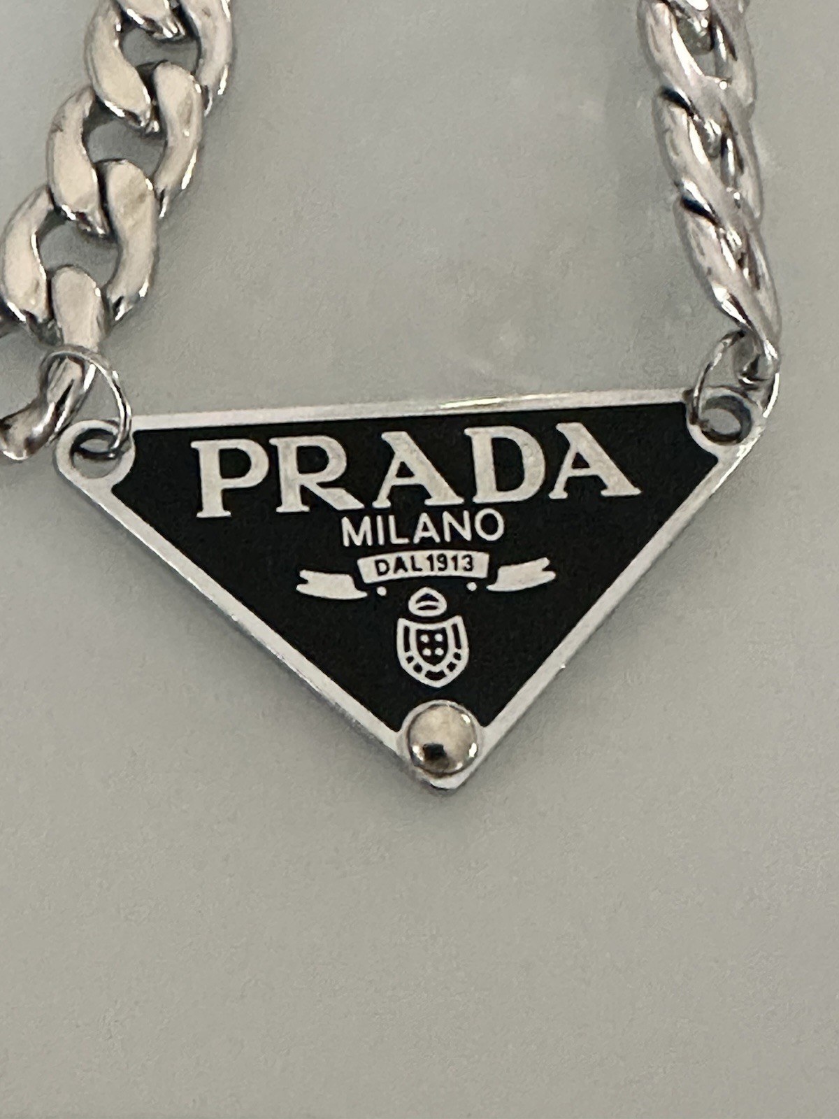 Silver 925 Prada Milano Choker Stainless Steel Cuban Link 16.5” Chain Necklace