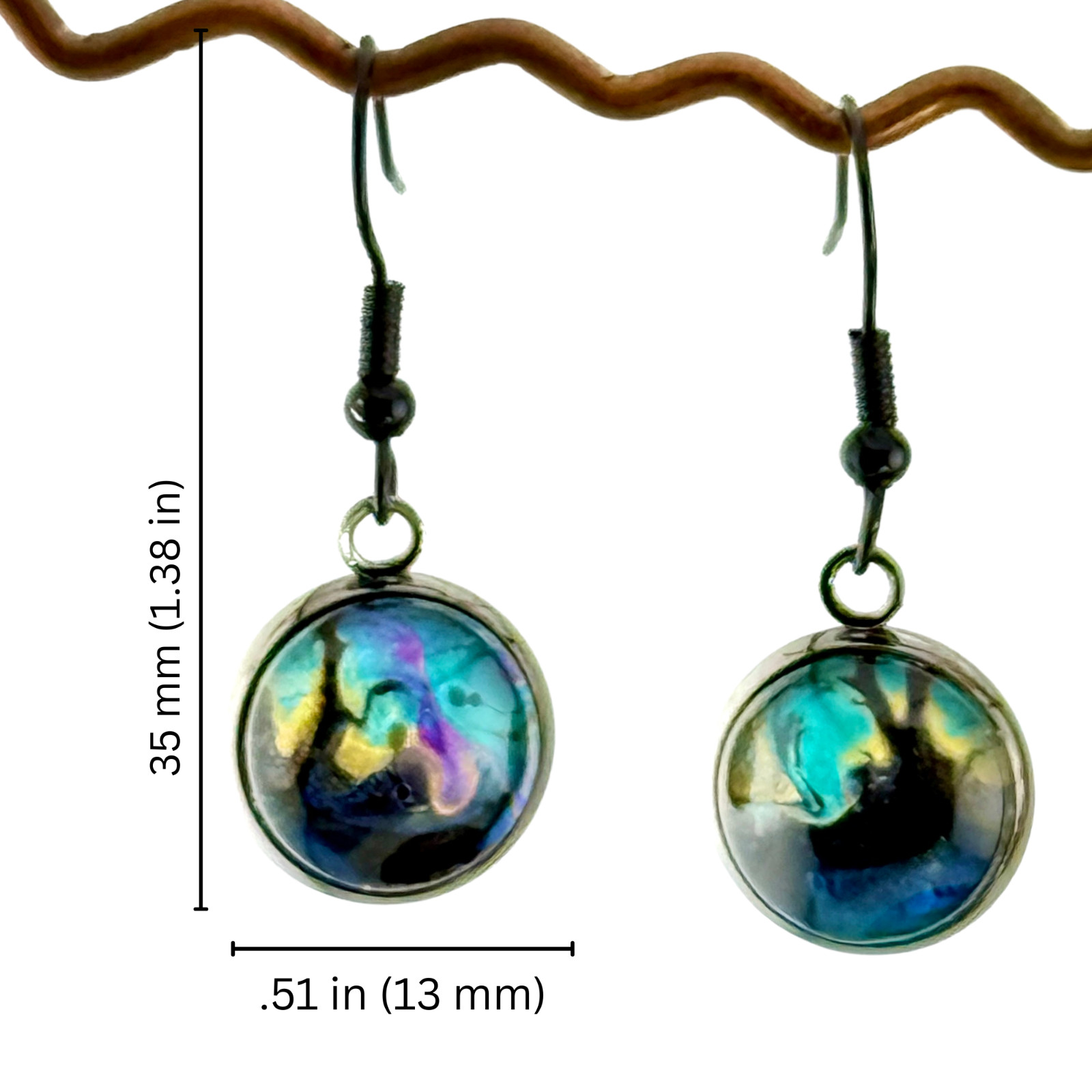 Dangle Earrings Handmade “Enchanted Forest” Electroplate Sterling Silver Earwire