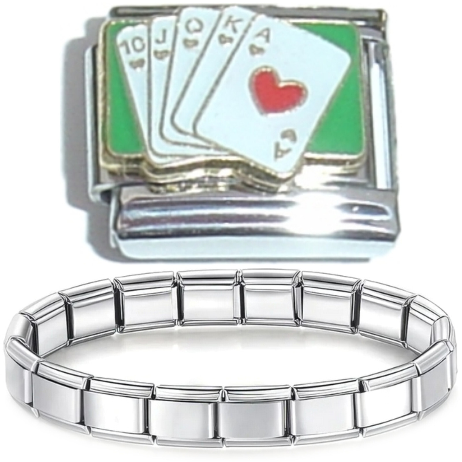 Starter Bracelet & Playing Cards Flush Italian Charm – Vintage 90s Style CT3571