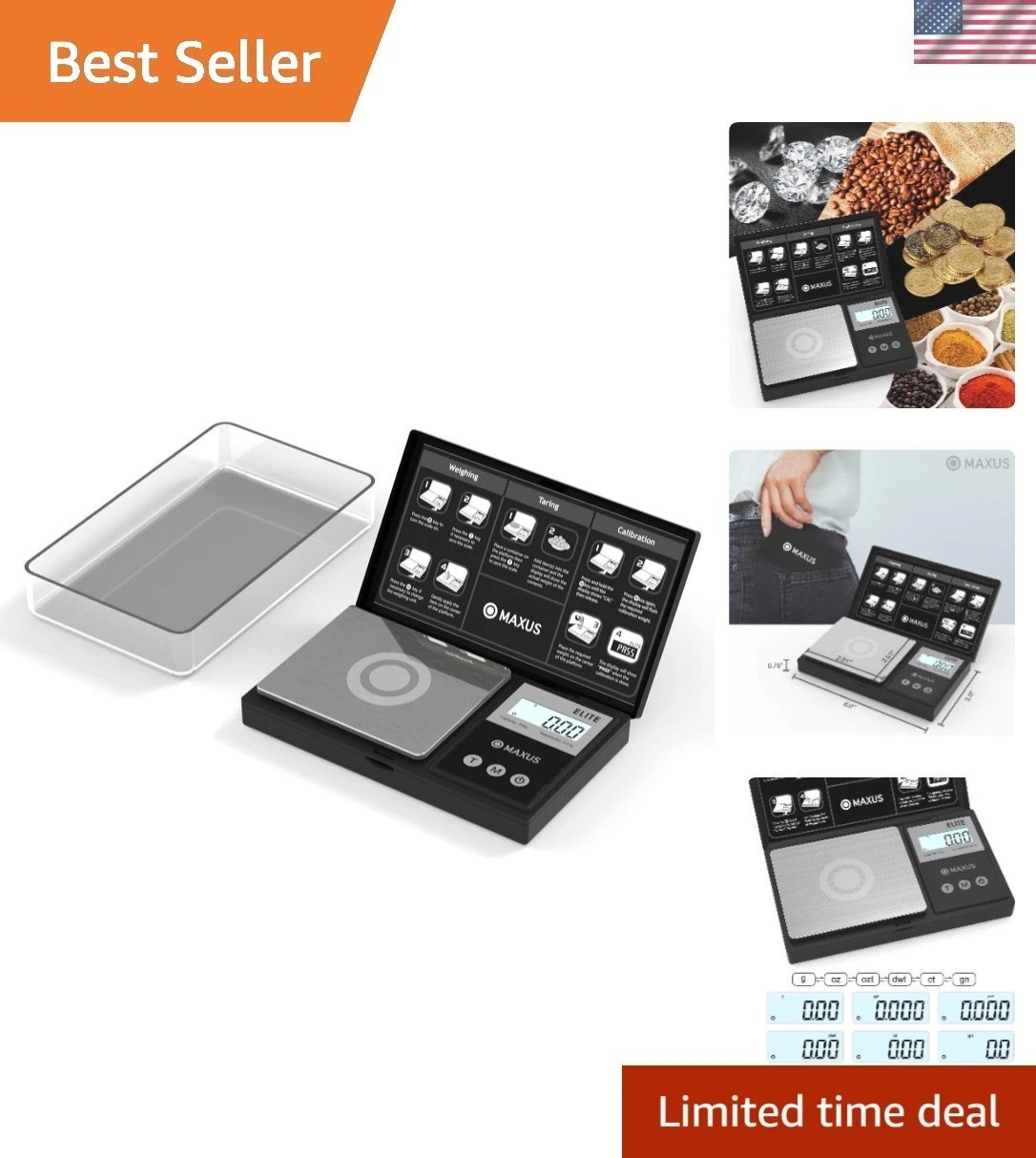 High Precision Pocket Digital Scale – 500g x 0.01g with Clear Tray & LCD Display