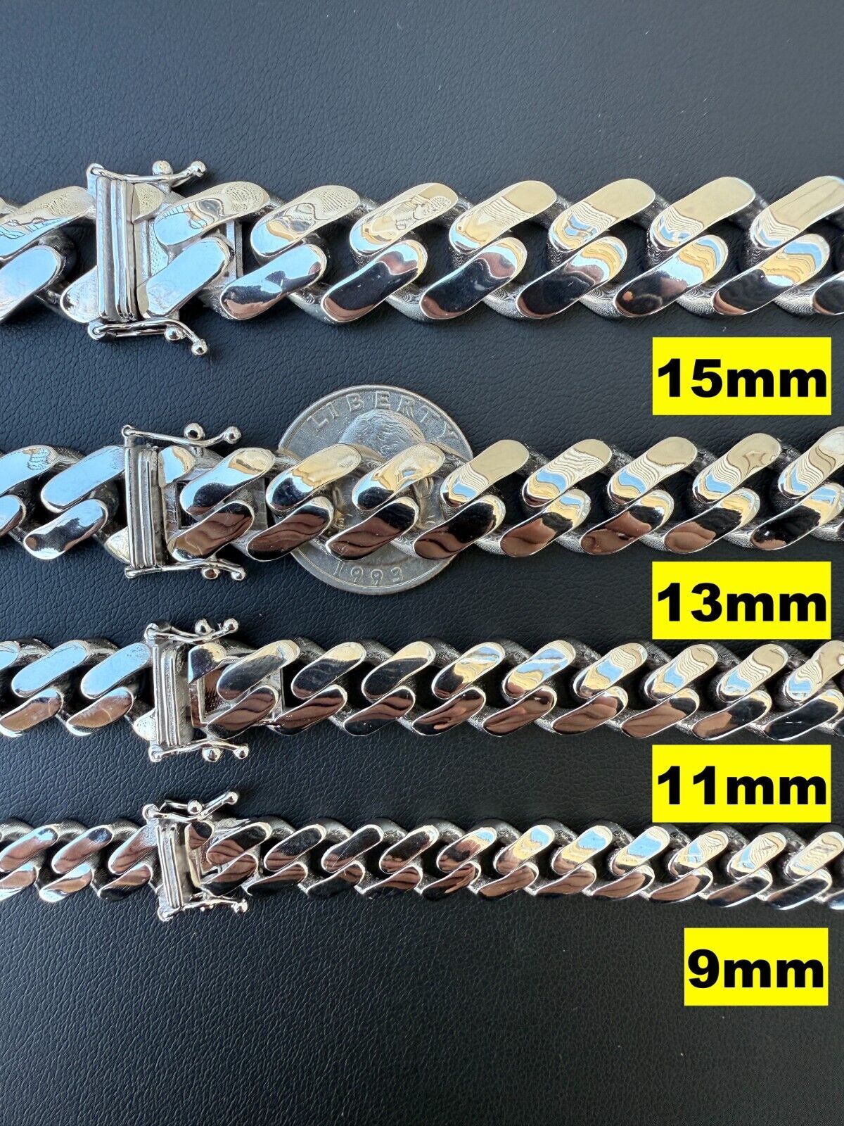 Monaco Cuban Link Chain Necklace Or Bracelet Hollow Real 925 Silver 9-15mm ITALY