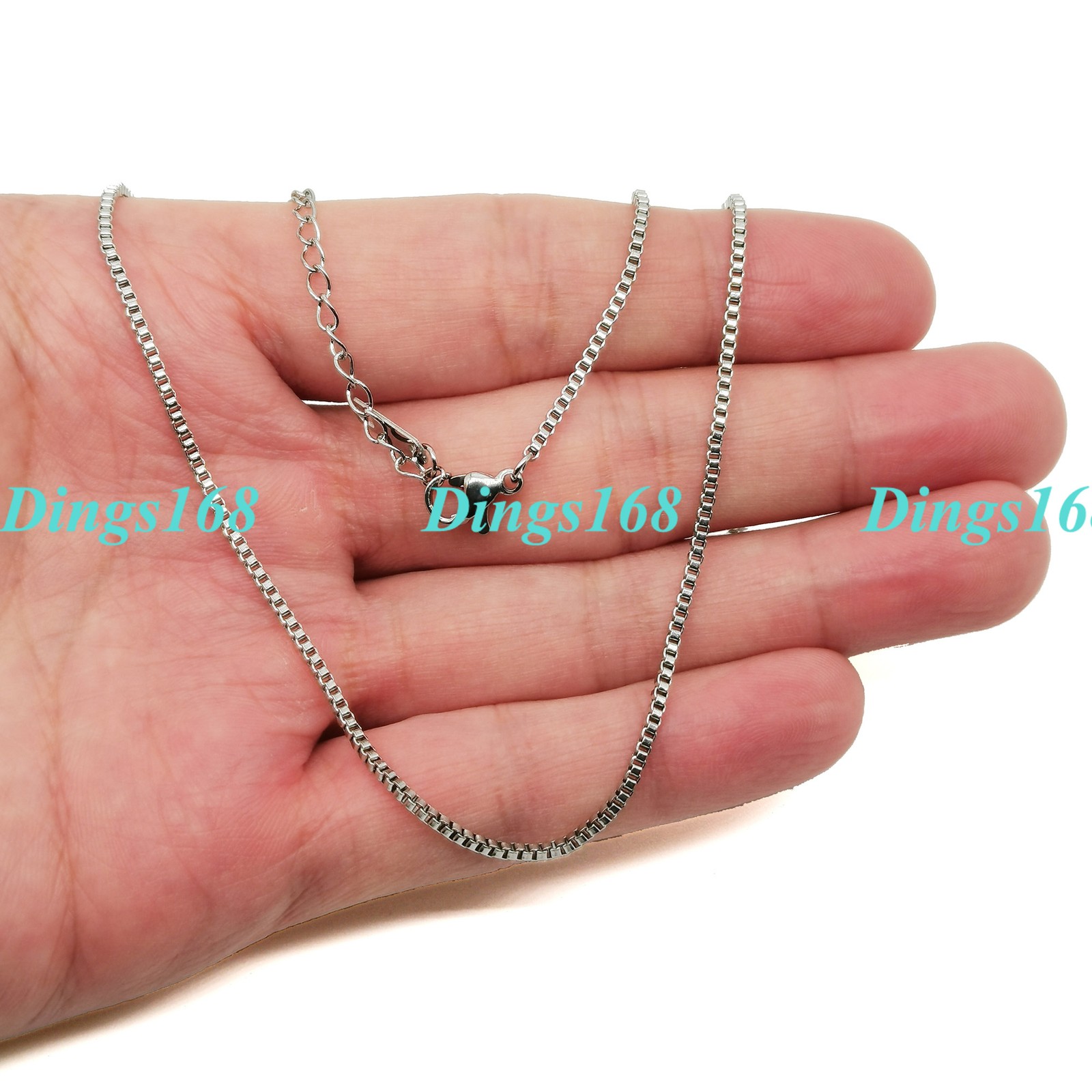Designer Inspired Real 18K White Gold Filled 1.5mm wide Box Chain Necklace C048W