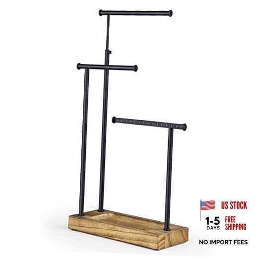 Jewelry Organizer Stand, Extra Tall Necklace Holder carbonized black and black