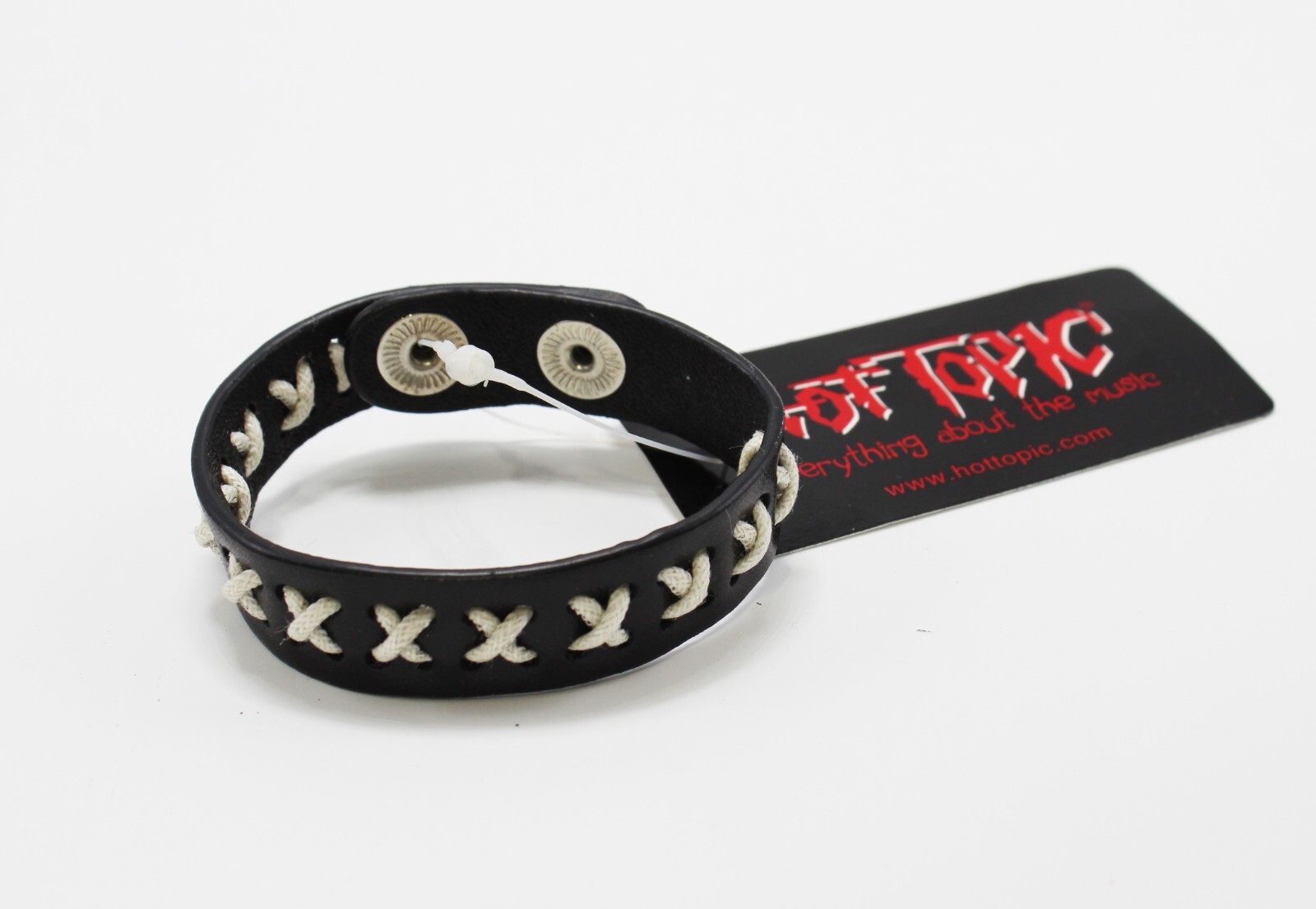 New Black & White Woven Faux Leather Bracelet by Hot Topic #B2116