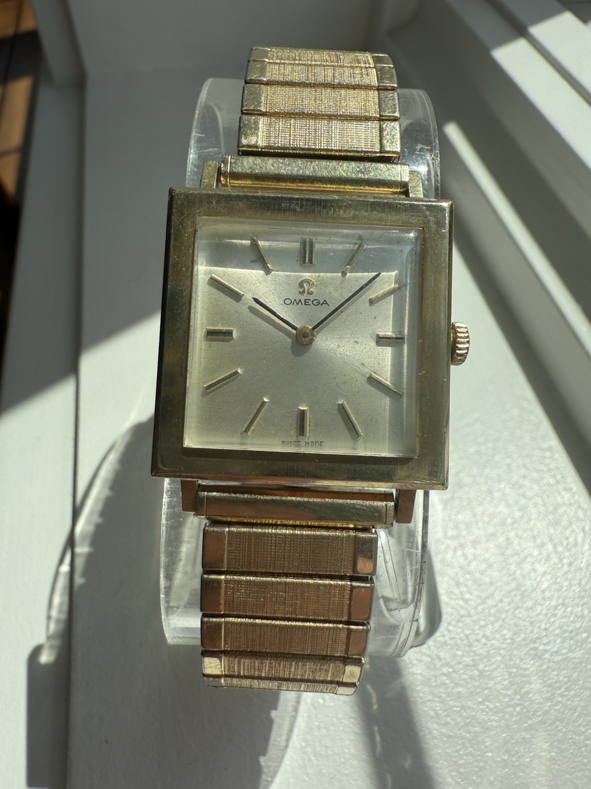 Vintage 60’s Omega 14kt GF Thin Square Tank Watch Men’s Working Cal 620