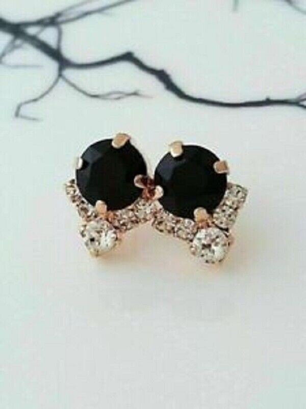4.00Ct Lab-Created Black AAA Diamond Solitaire Stud Earring 14k Rose Gold Finish