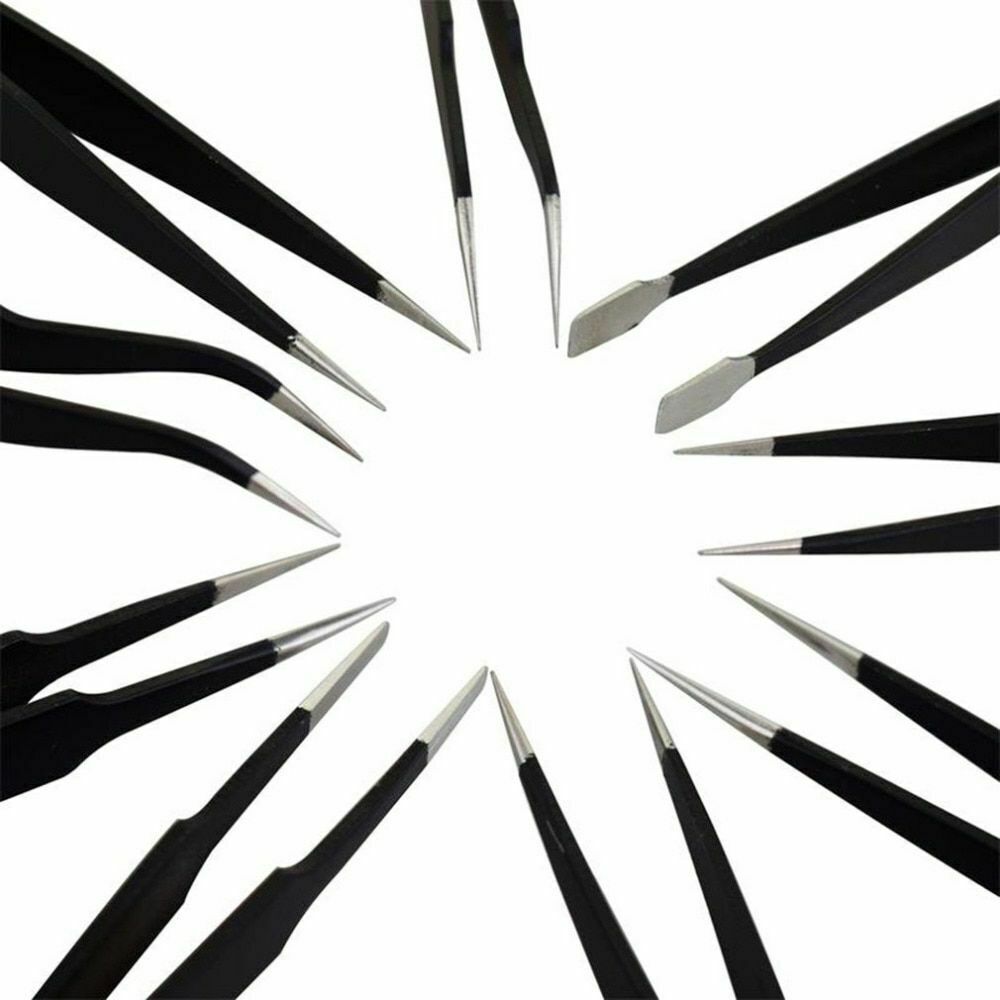 10pc ESD Tweezers Precision Set Stainless Steel For Electronics & Jewelry Repair